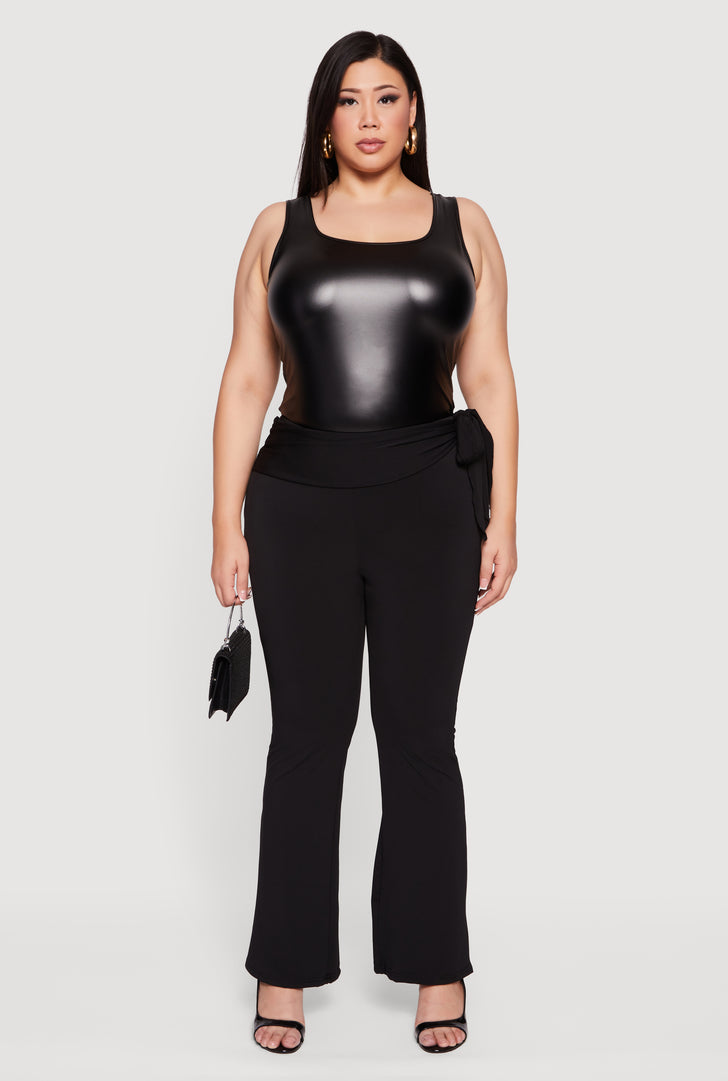high waisted curvy dress pants High Waist Flare Pants - Donegal - Curvy Fit