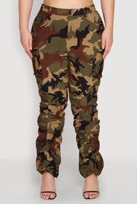 Plus Size Camouflage Stacked Cargo Pants