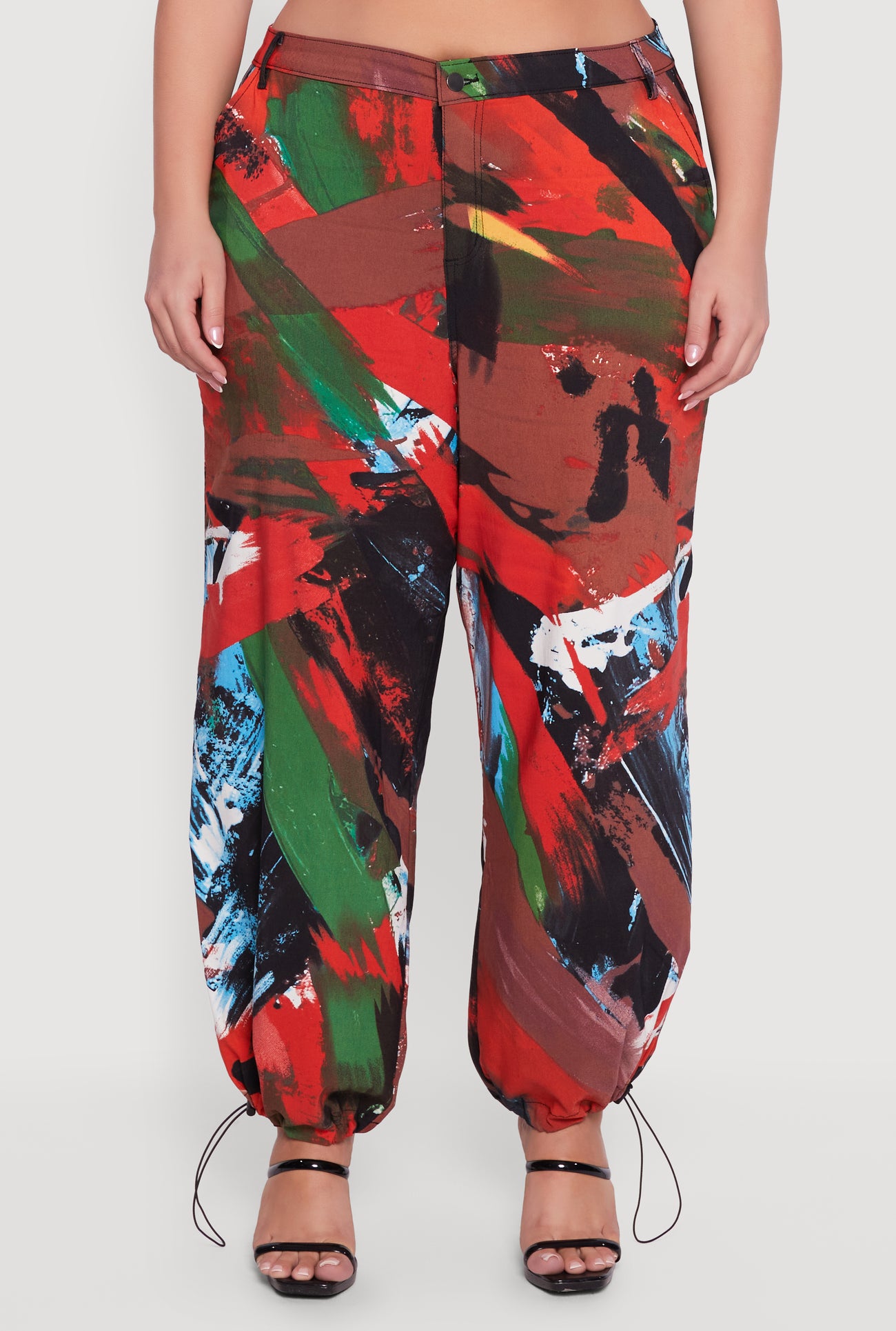 Plus Size High Waisted Printed Pattern Stretchy Joggers