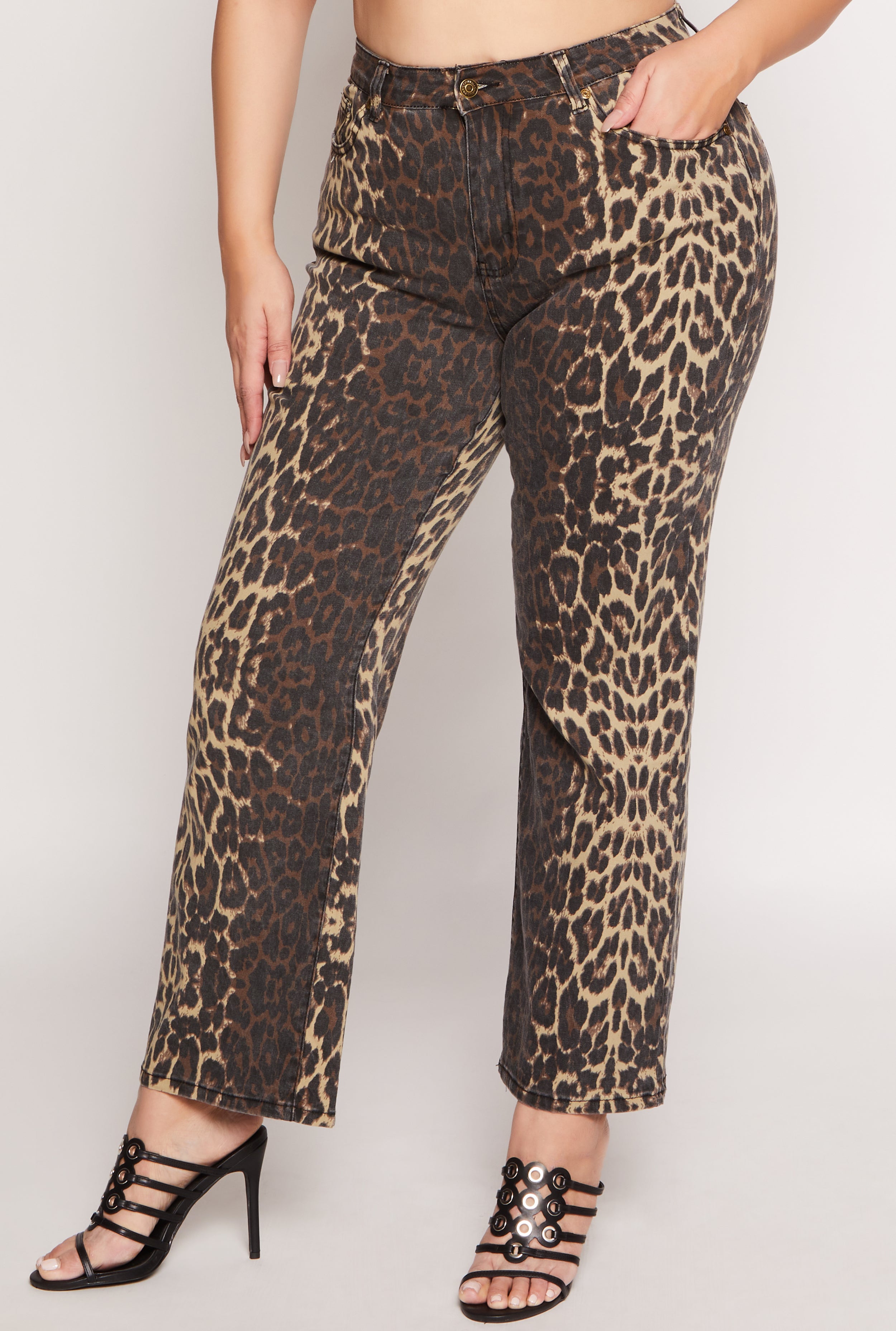 ECRU Mirage Denim Printed French Terry Wide Leg Pants