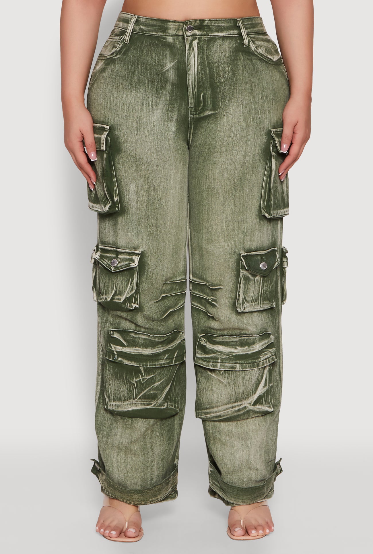 Plus Size Daisy High Waisted Straight Leg Denim Jeans with Cargo Pockets