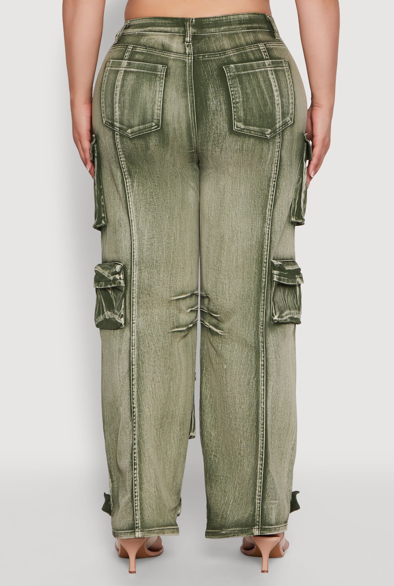 Plus Size Daisy High Waisted Straight Leg Denim Jeans with Cargo Pockets