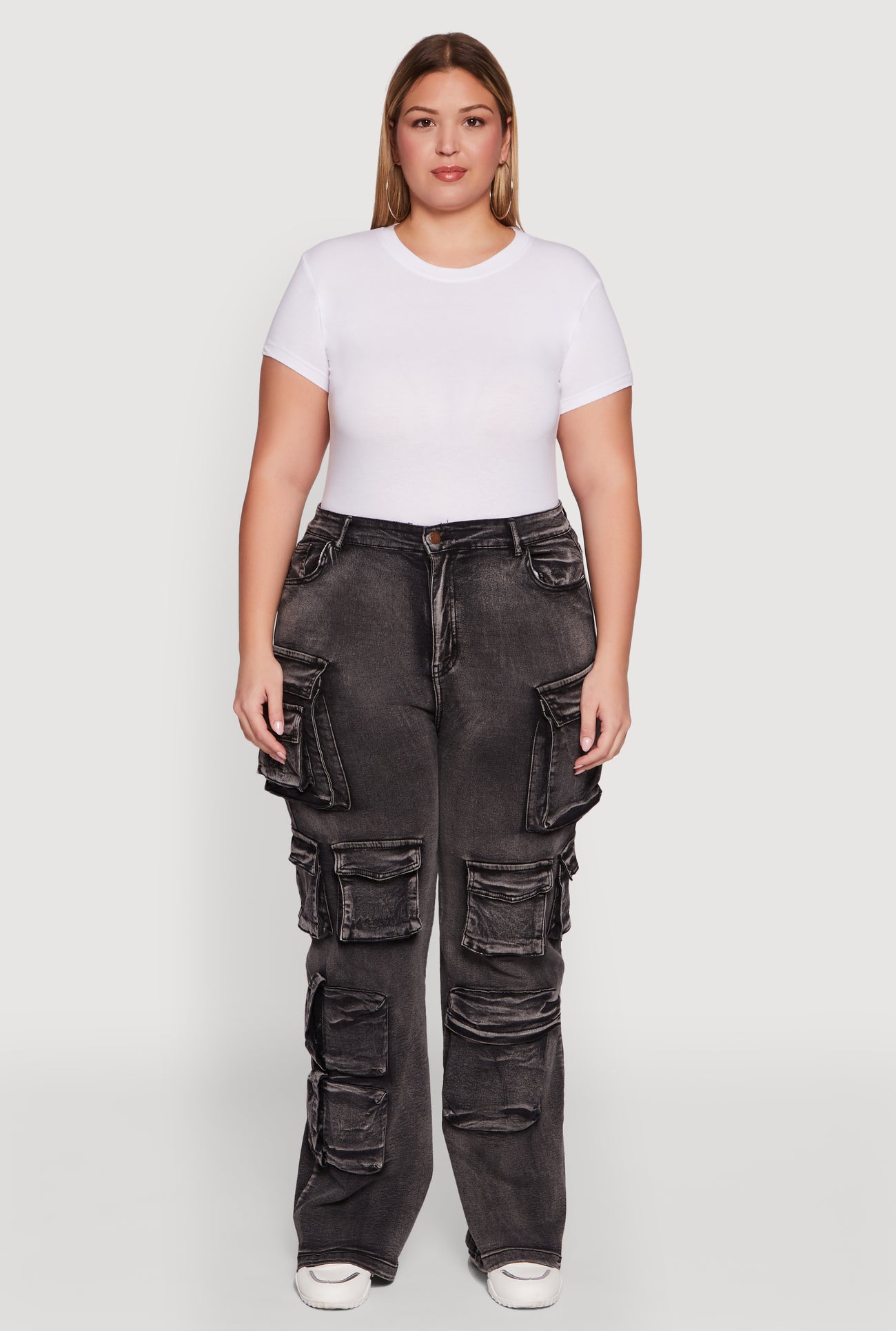Plus Size Straight Leg Utility Jeans
