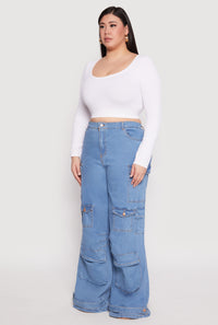 Plus Size Daisy Cargo Pocket Flare Jeans