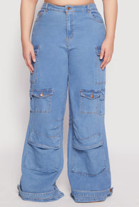 Plus Size Daisy Cargo Pocket Flare Jeans