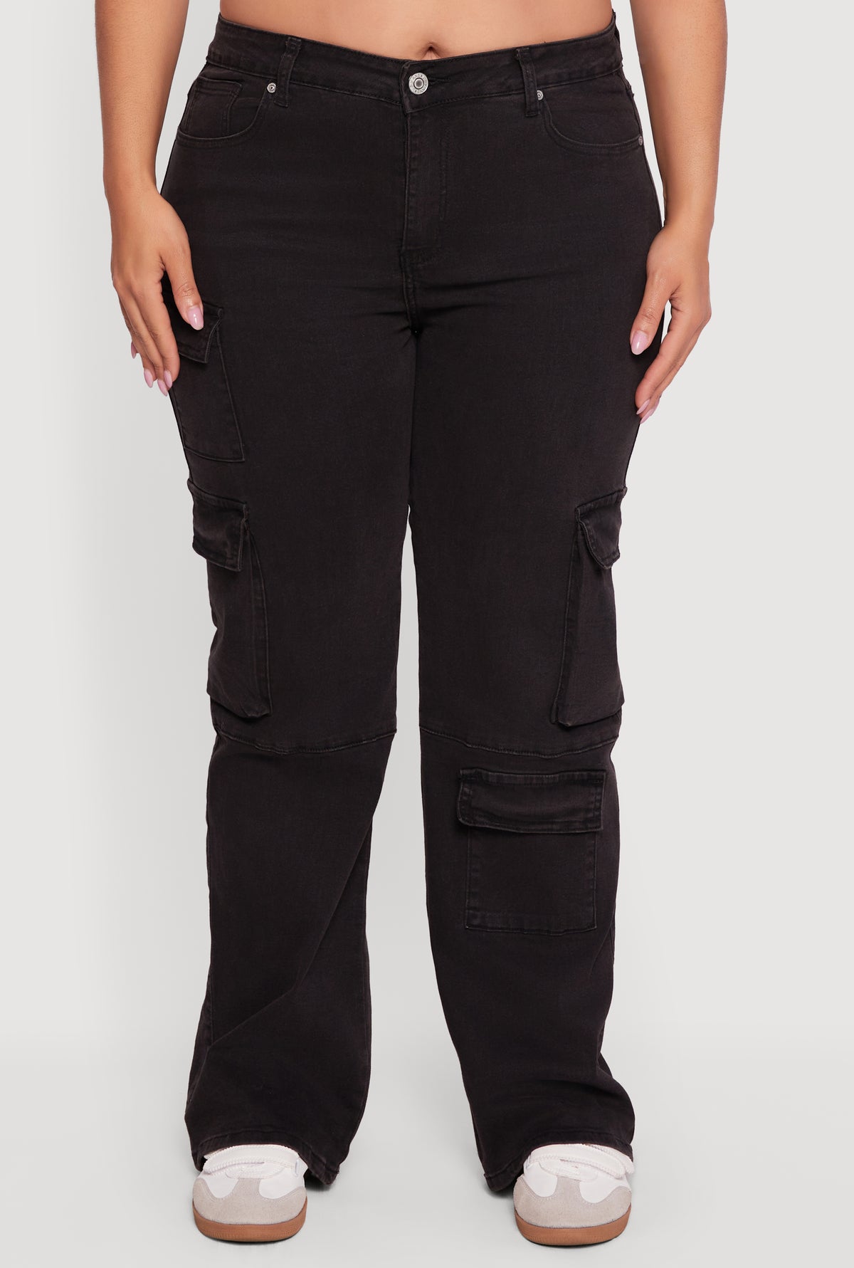 Plus Size VIP Solid Straight Leg Utility Jeans