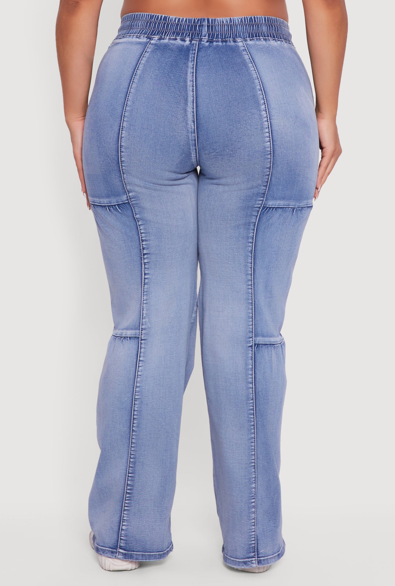 Plus Size Drawstring High Waisted Acid Wash Jeans