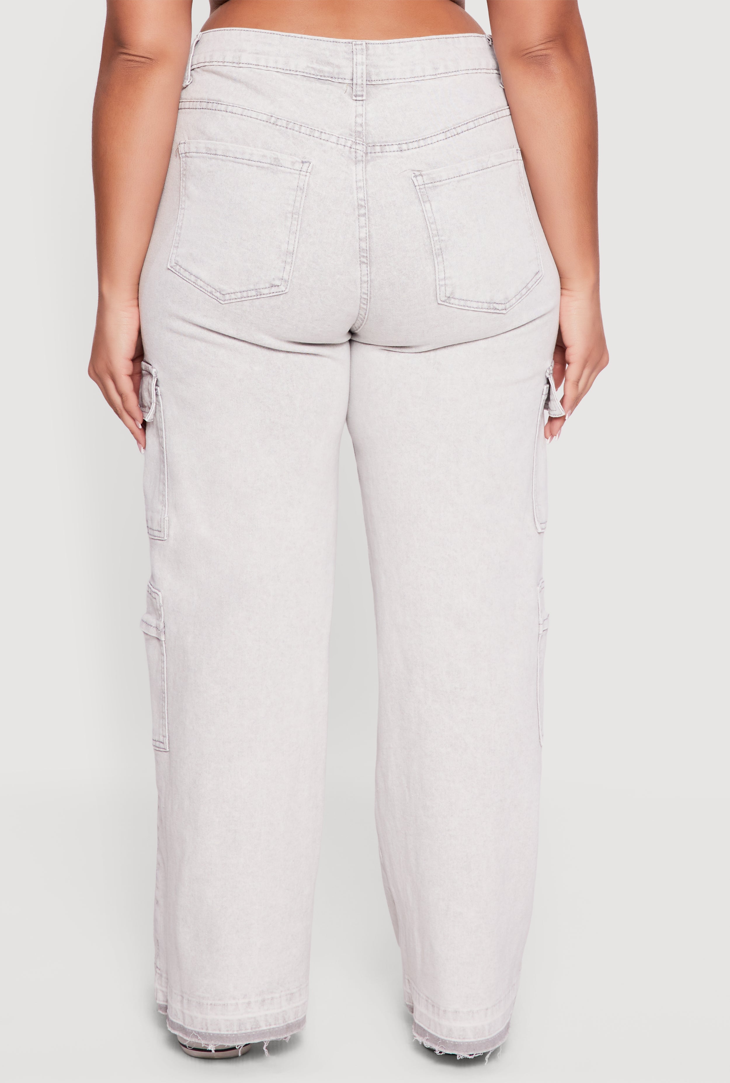 Plus Size VIP Mineral Wash Raw Hem Cargo Jeans