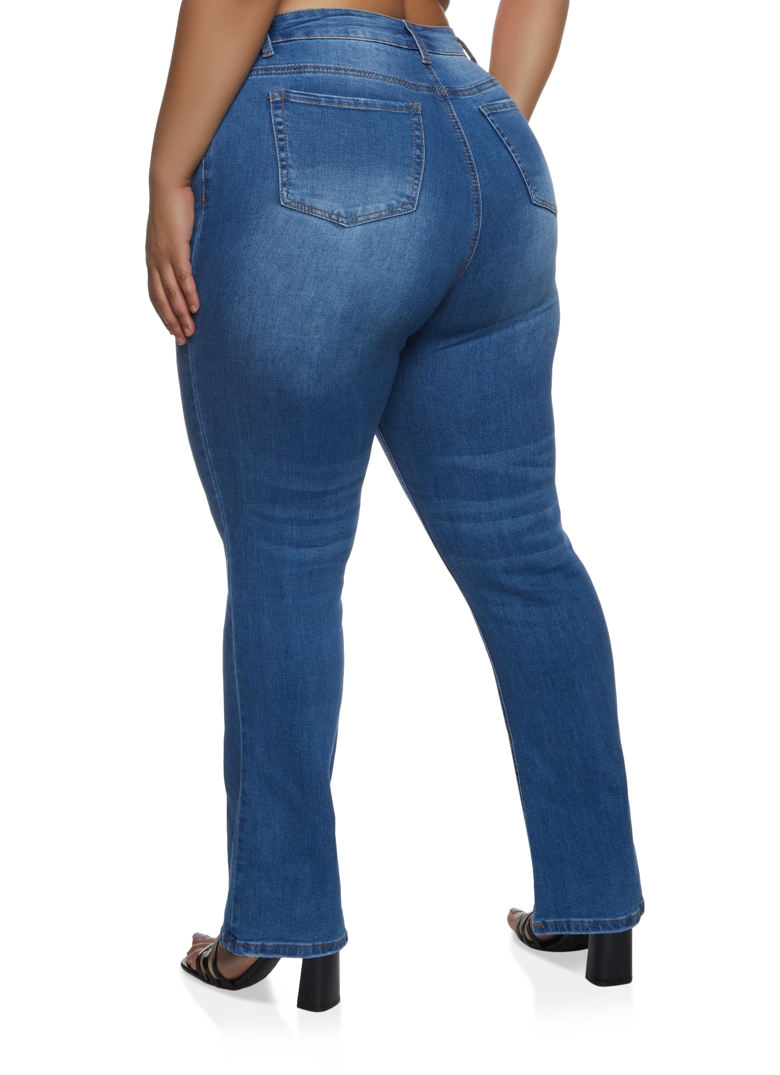 Plus Size WAX Whiskered Boot Cut Jeans