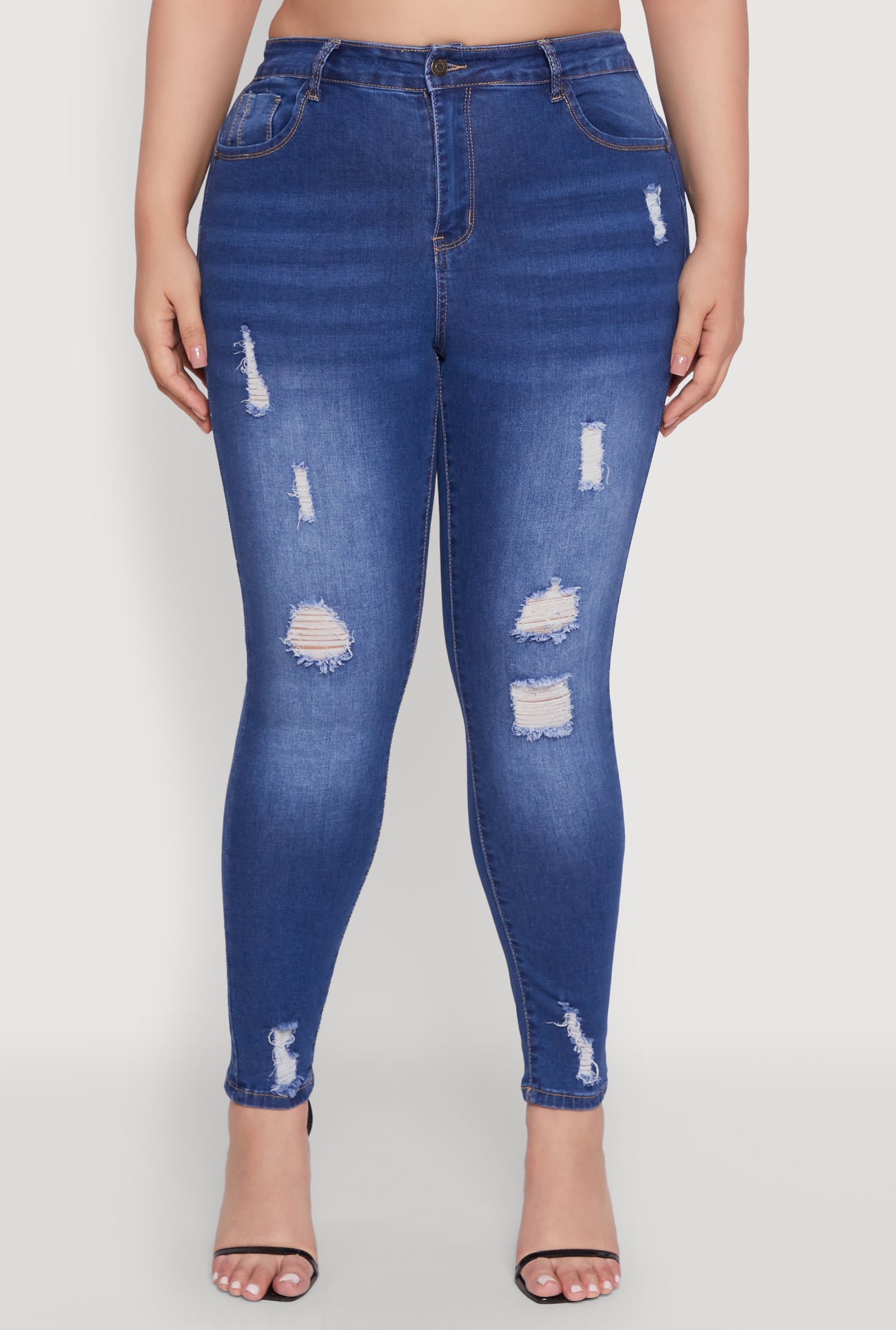 Plus Size WAX High Rise Distressed Push Up Skinny Jeans