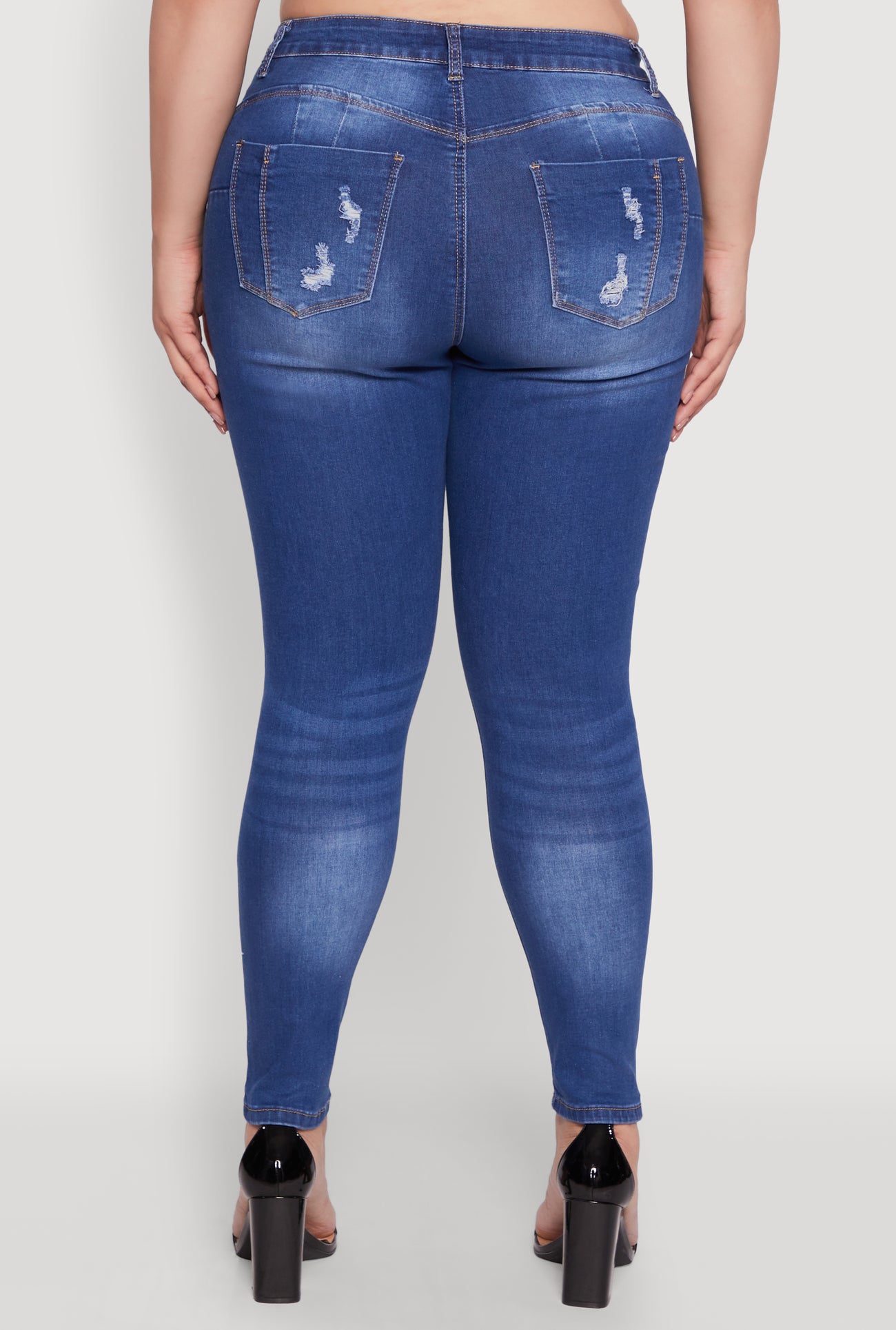 Plus Size WAX High Rise Distressed Push Up Skinny Jeans