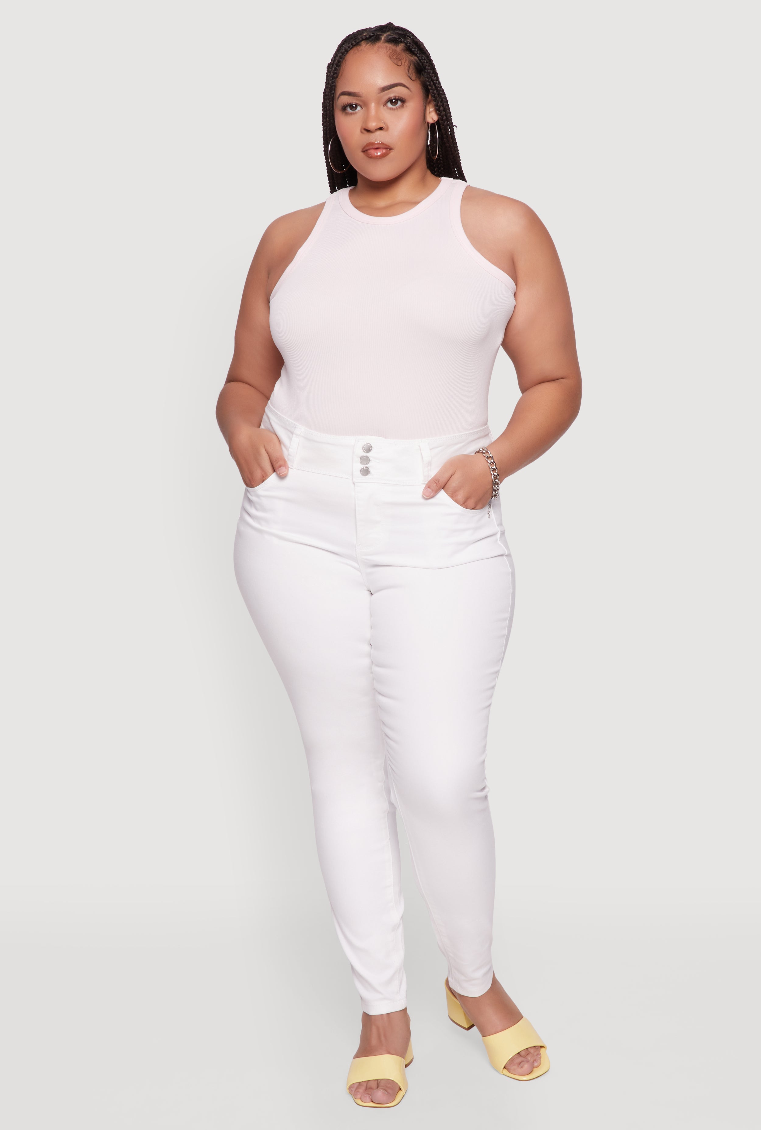 Plus Size WAX 3 Button High Waist Jeans