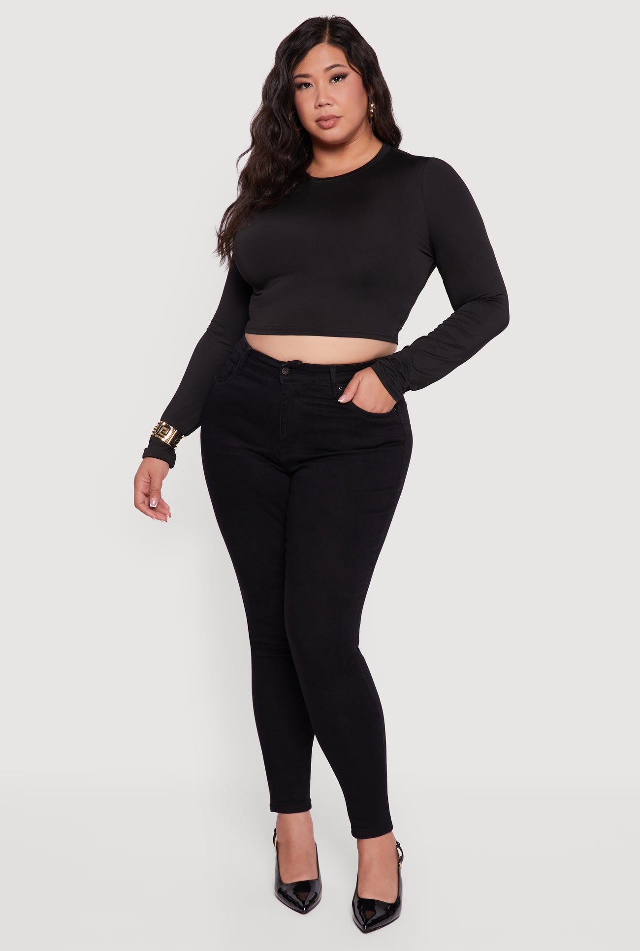 Plus Size WAX Push Up High Rise Skinny Jeans - Main Image