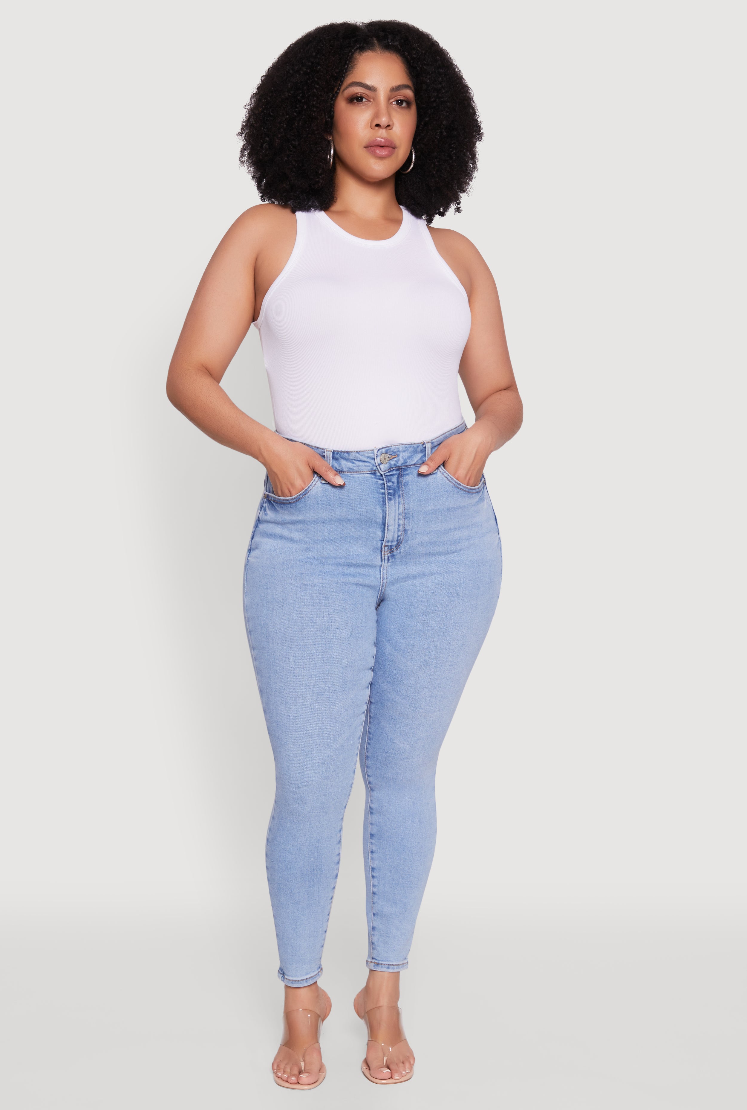 Plus Size WAX Whiskered High Waist Skinny Jeans