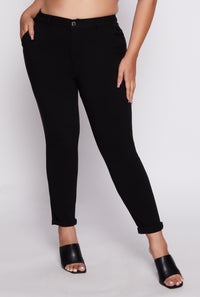 Plus Size Rolled Cuff High Waisted Pants