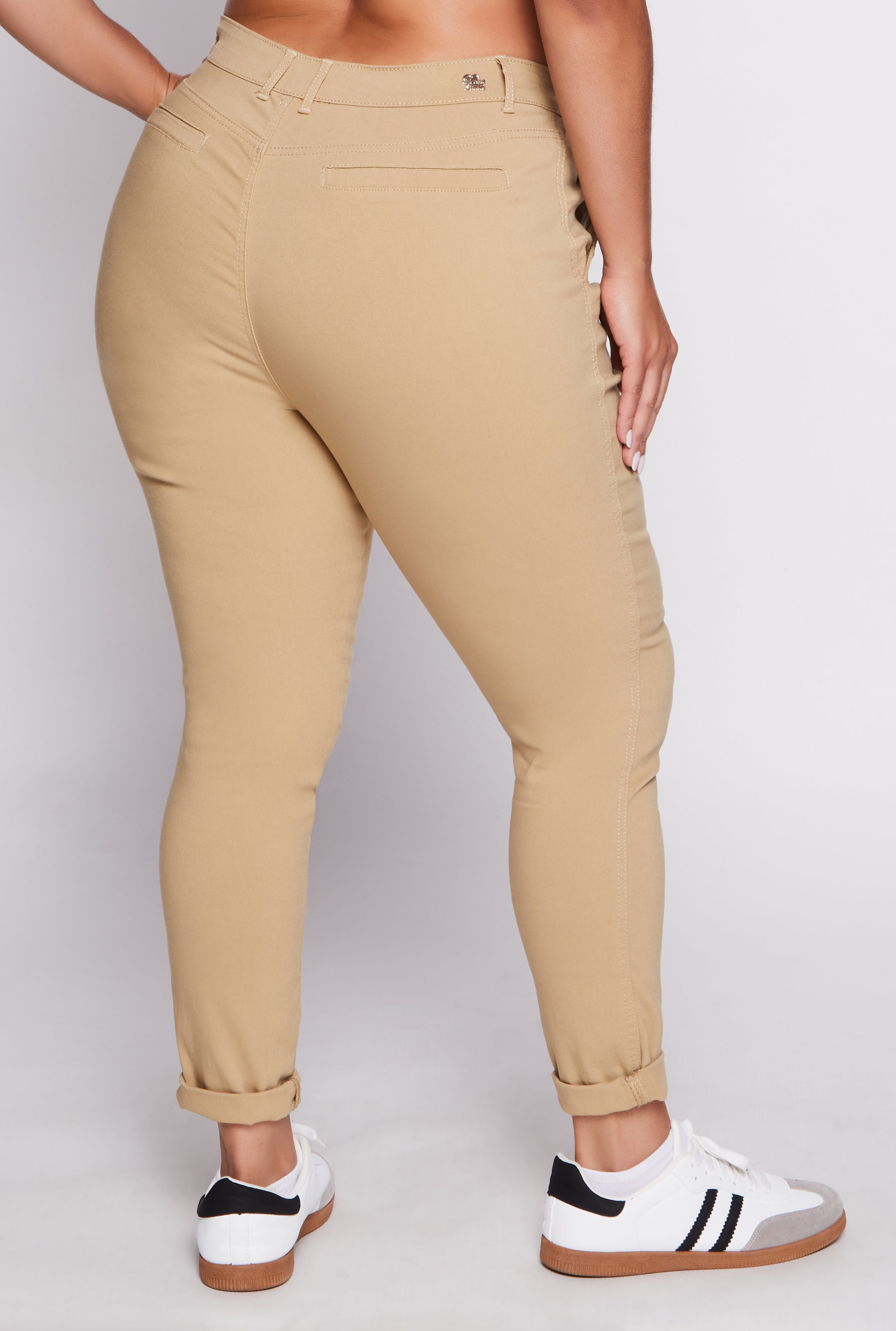 Plus Size Rolled Cuff High Waisted Pants