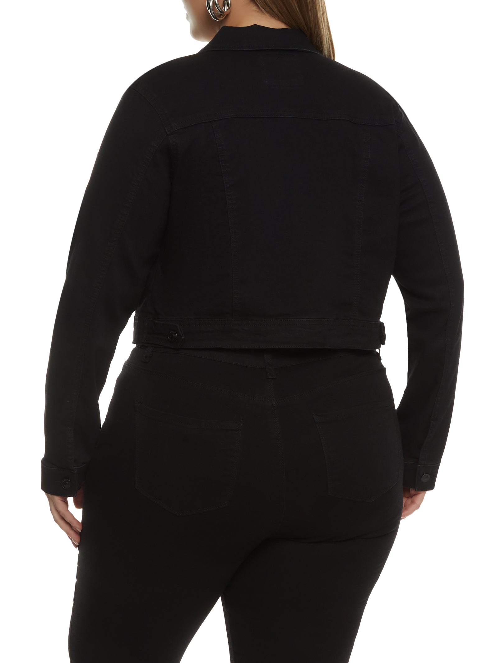 Plus Size WAX Solid Denim Jacket