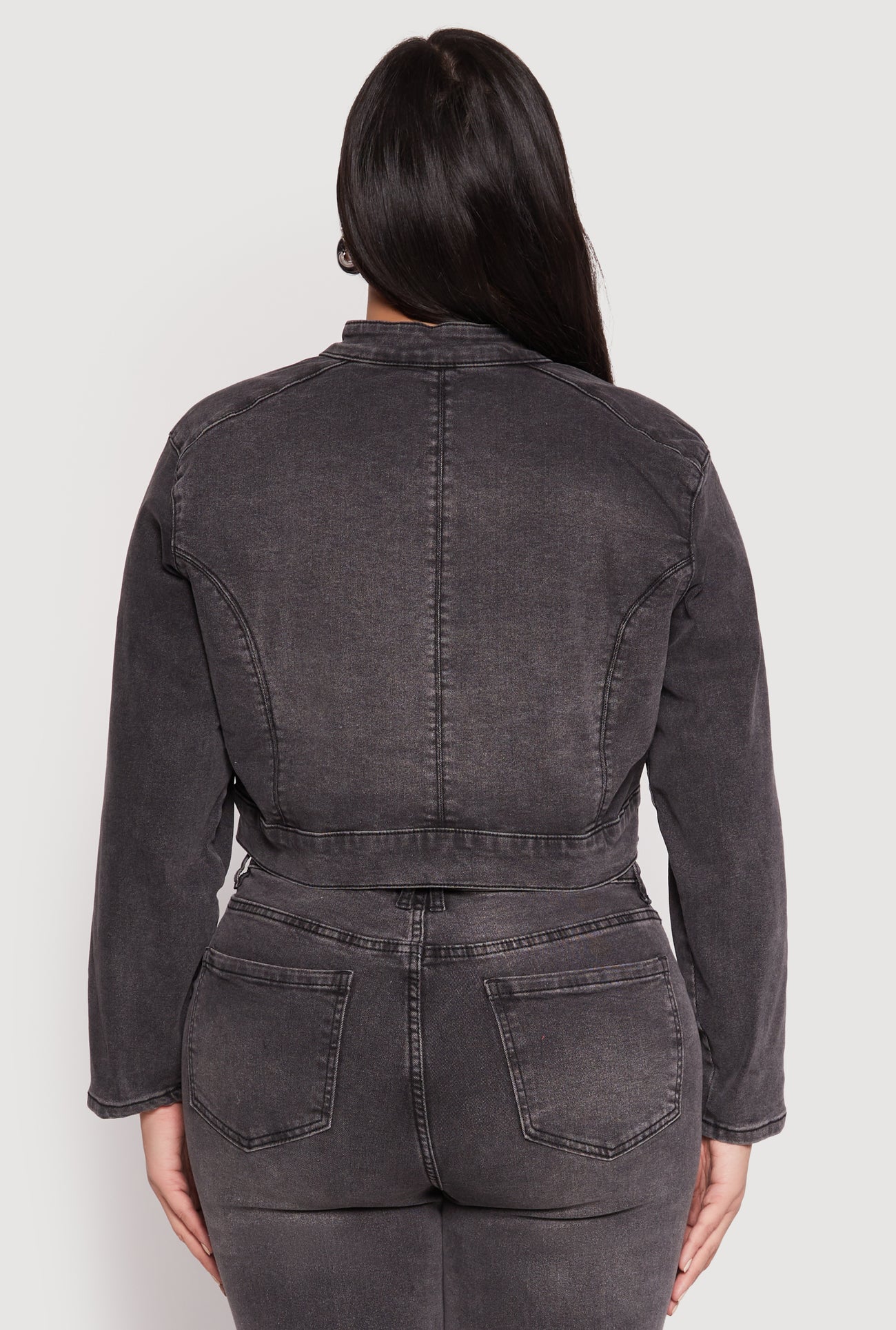 Plus Size Almost Famous Denim Moto Cropped Jacket