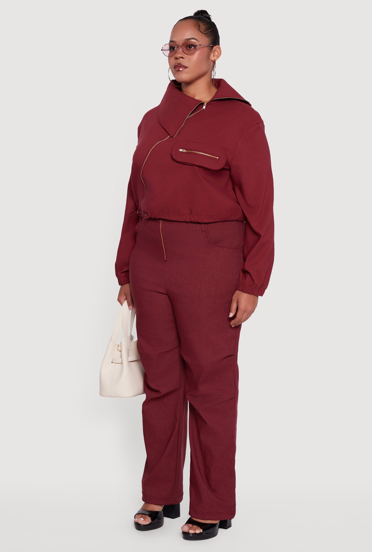 Plus Size Hyper Stretch Asymmetrical Cropped Jacket