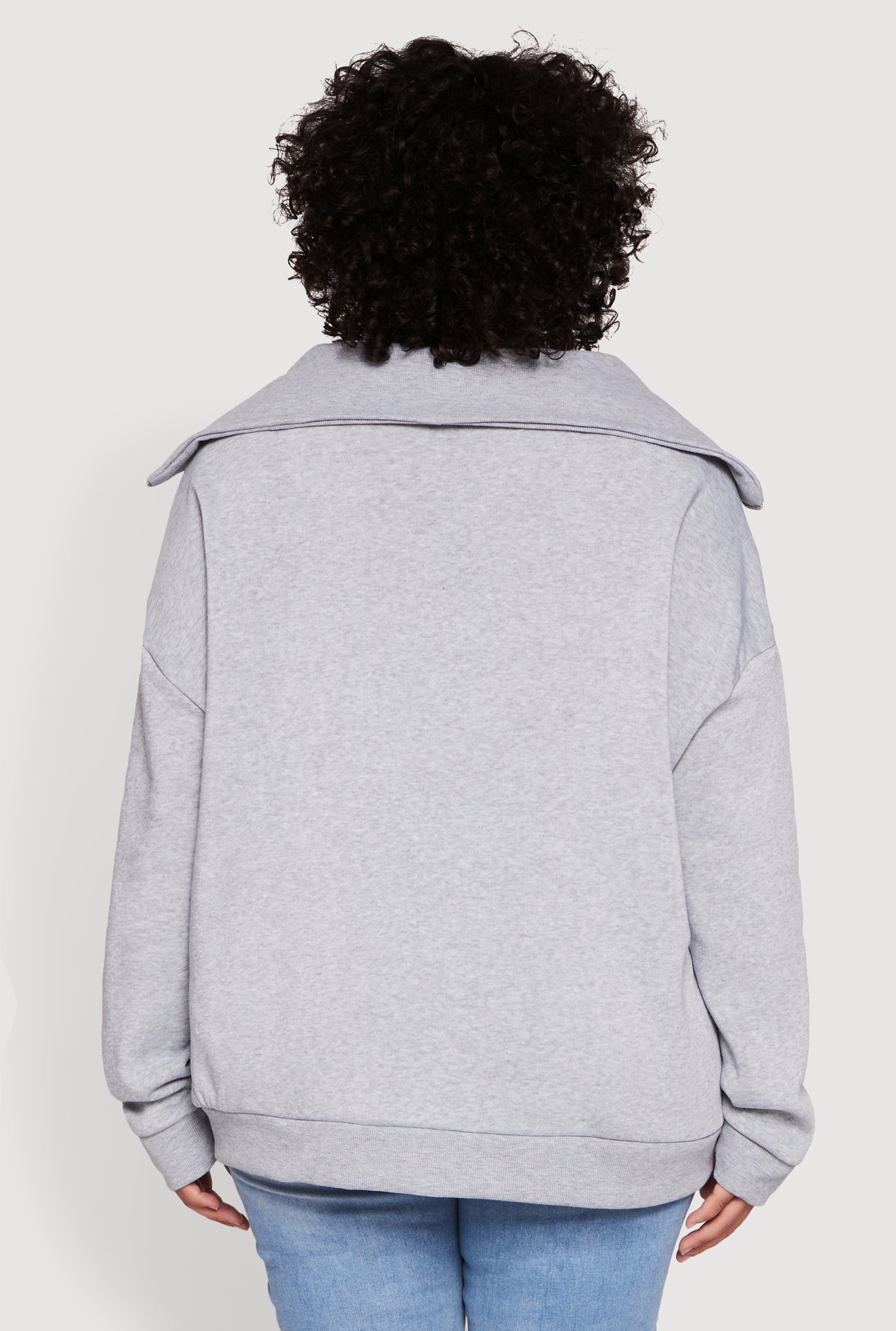 Plus Size Fleece Lined Collared Half Zip Sweatshirt