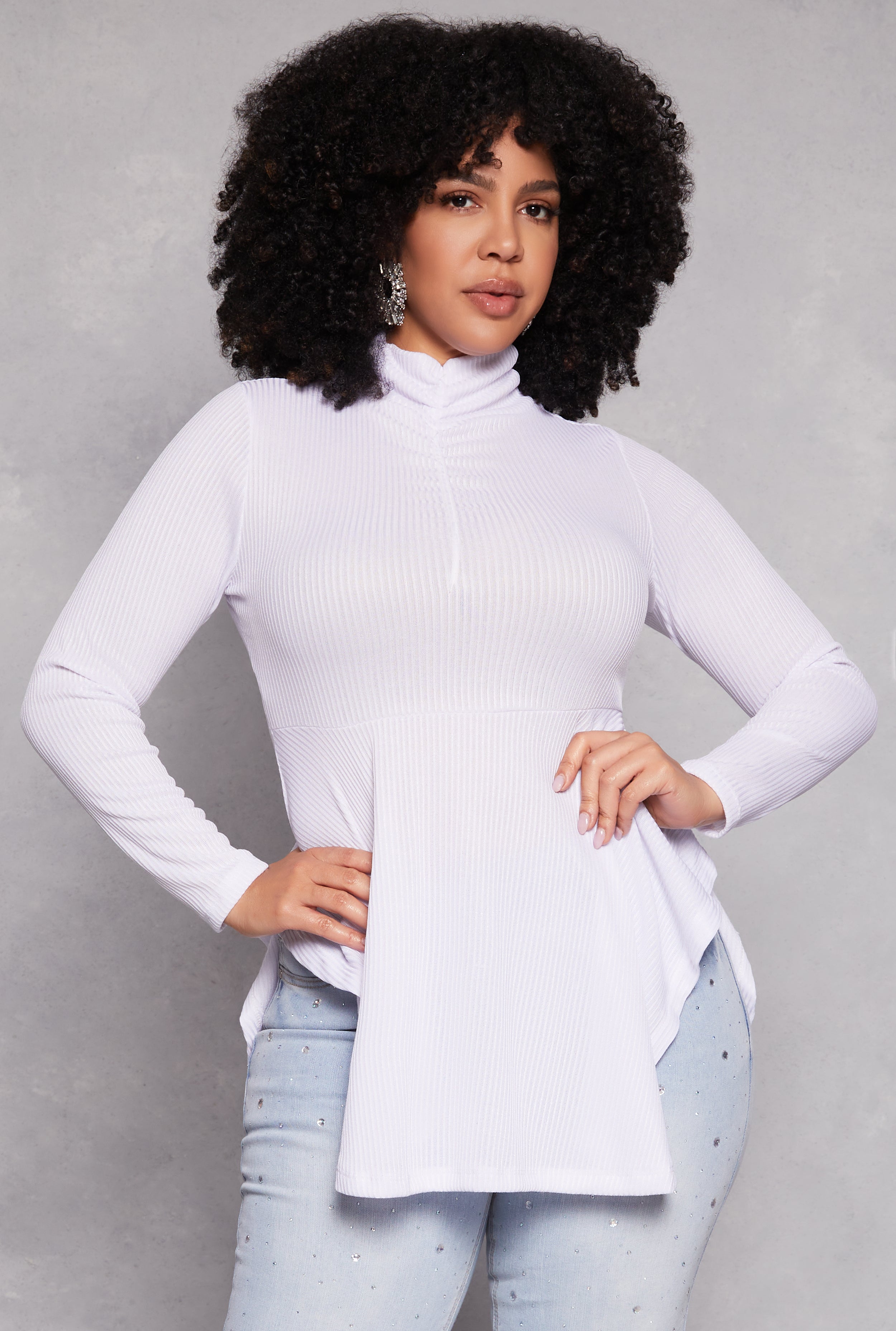 mock neck peplum top