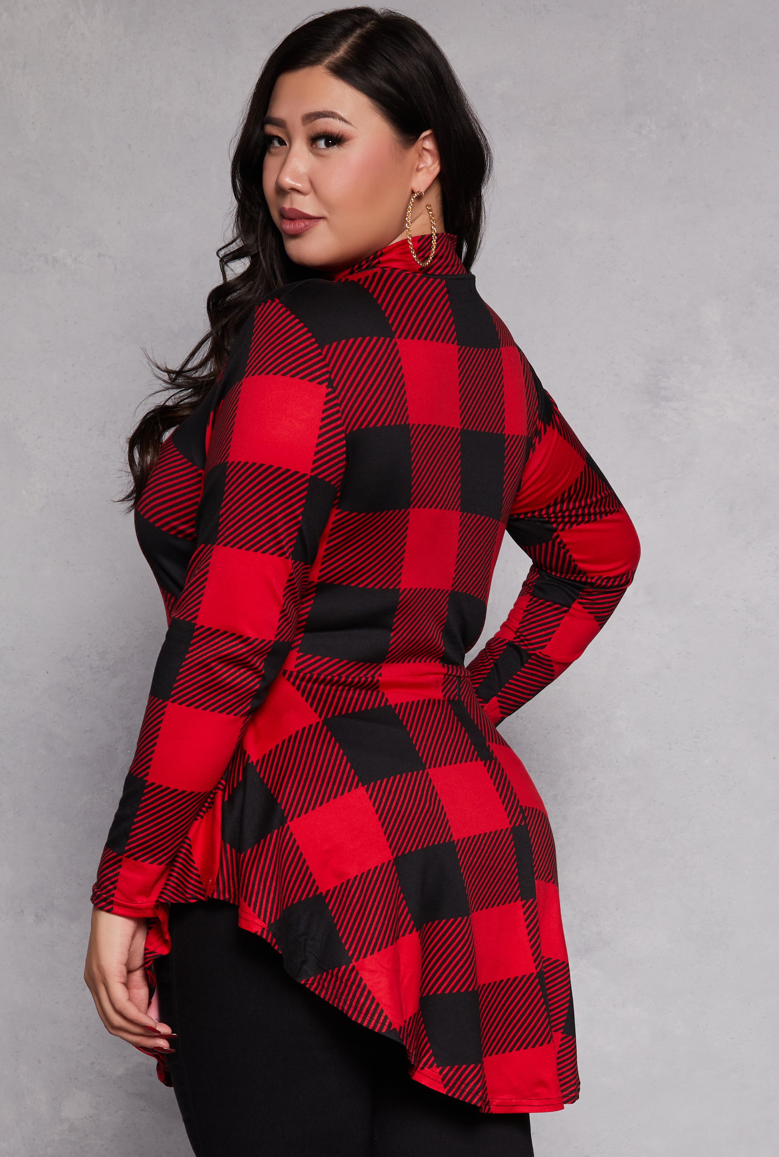 buffalo check peplum top