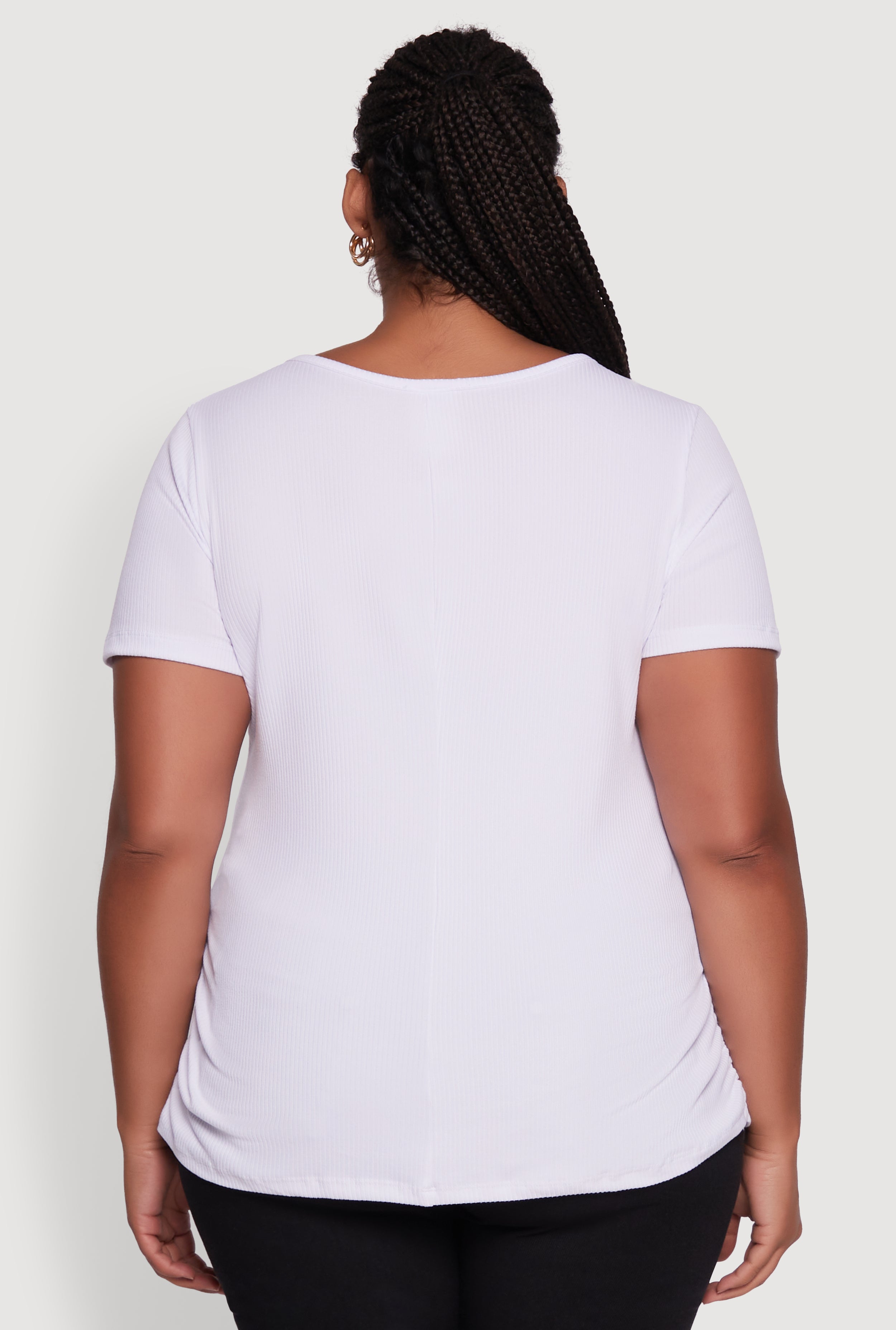 Plus Size Ribbed Knit Animal Print Detail Love Graphic Tee