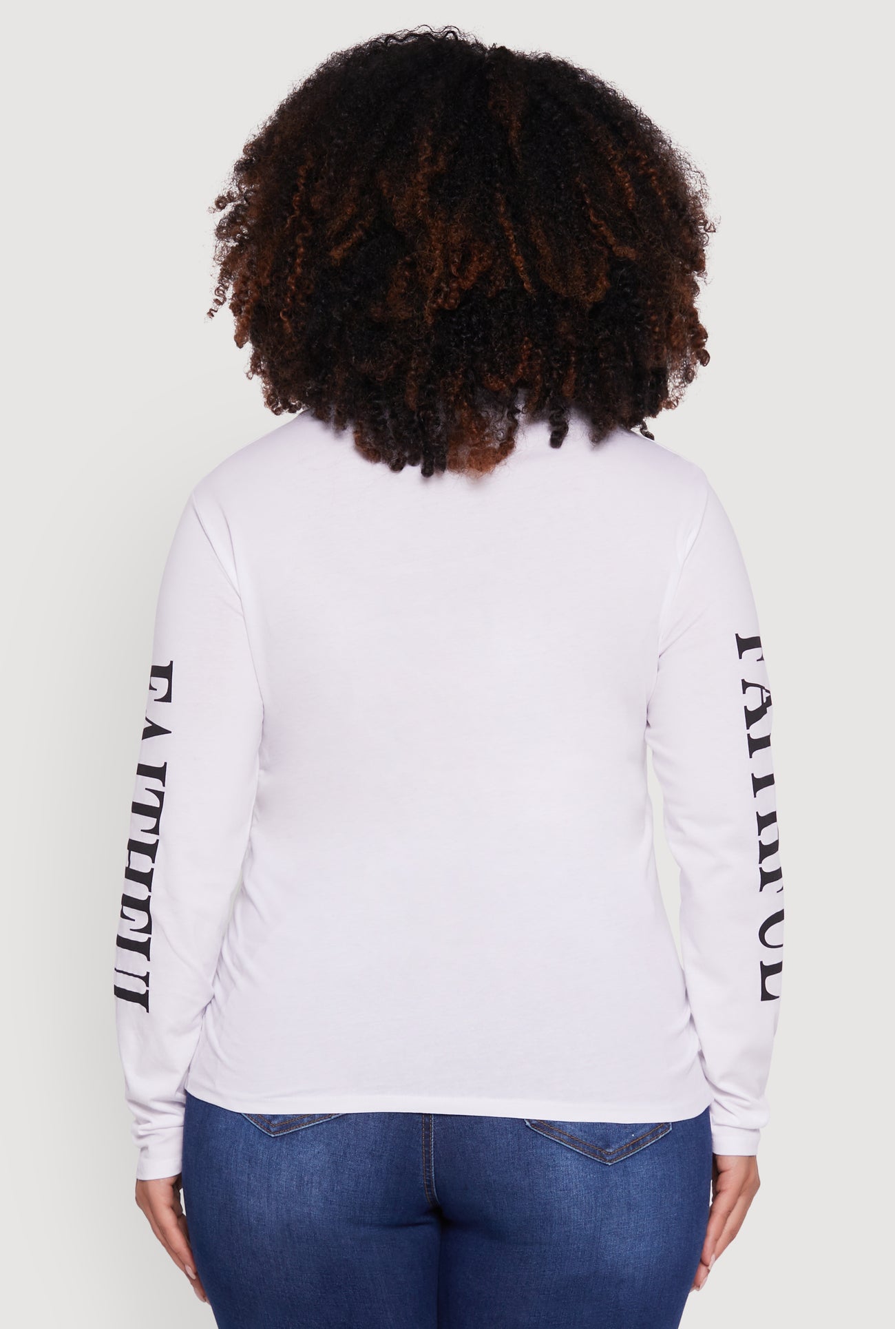 Plus Size Faithful Graphic Long Sleeve Crew Neck Tee