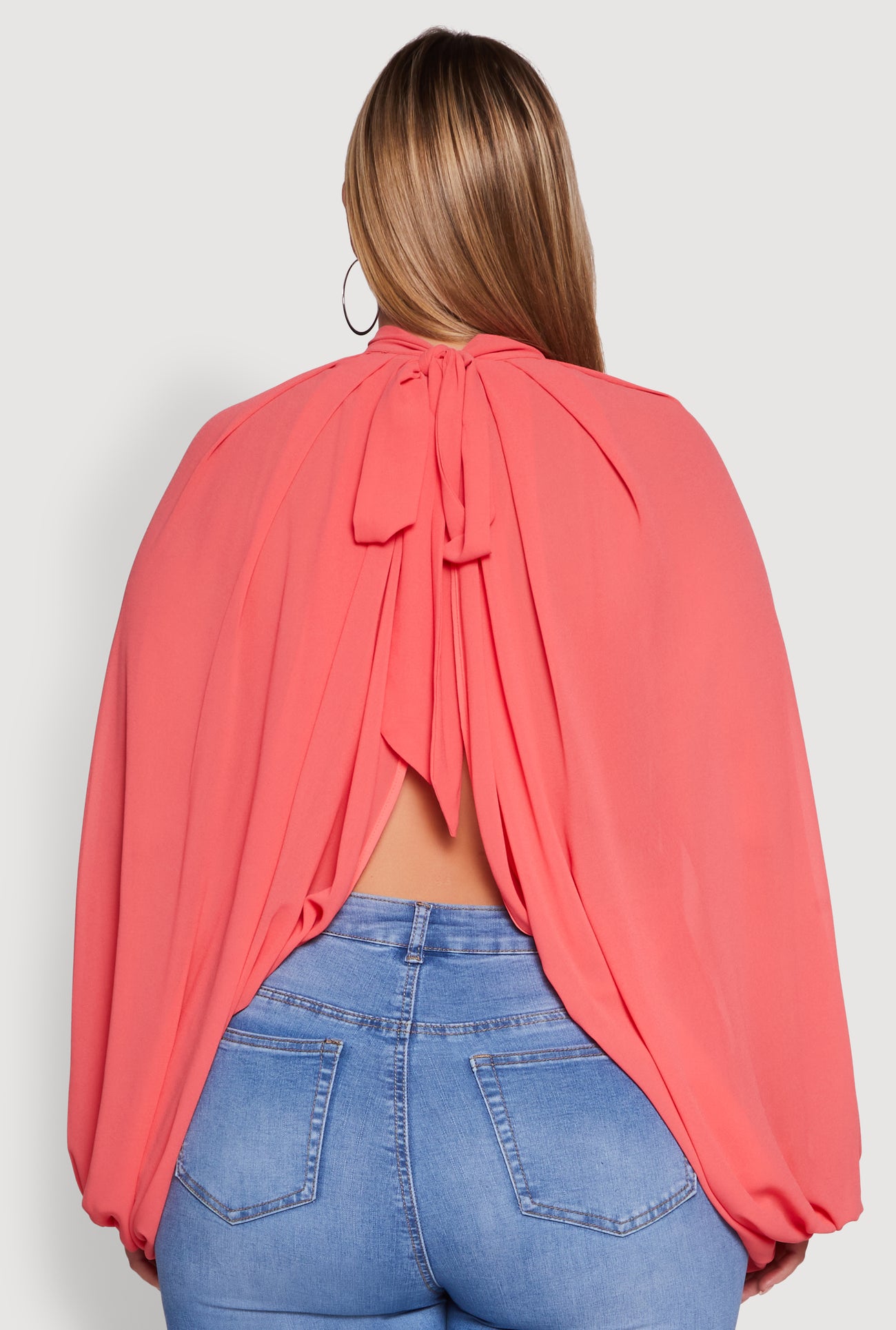 Plus Size Bishop Sleeve Tulip Overlay Top