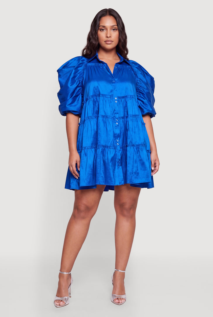 blue plus size dresses Here Comes the Sun & White Chiffon Floral Picnic Style Dress Blue/White / 20 The criss Dusty Blue Plus Size Bridesmaid
