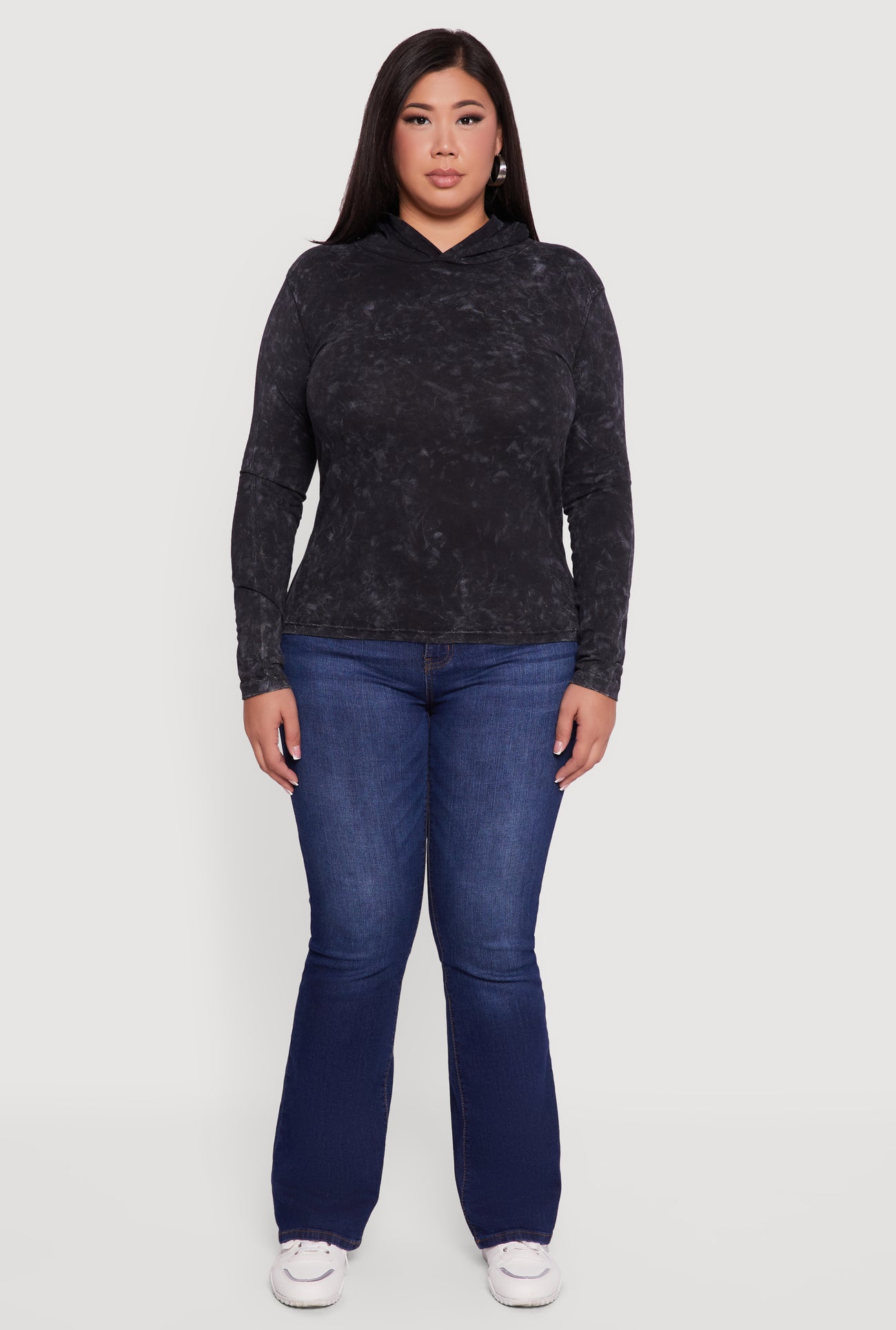 Plus Size Long Sleeve Hooded Pullover Top