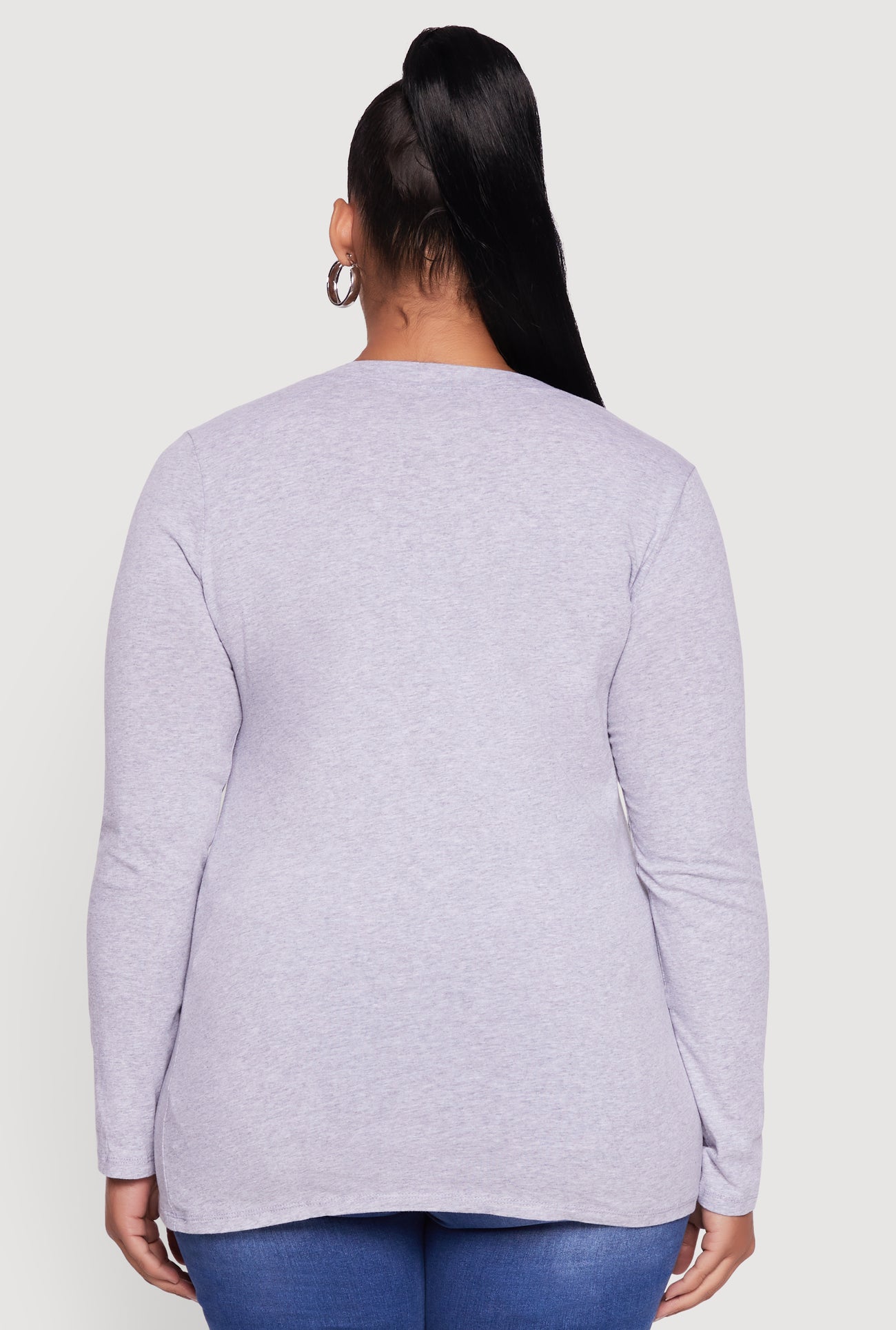 Plus Size Long Sleeve V-Neck Tee