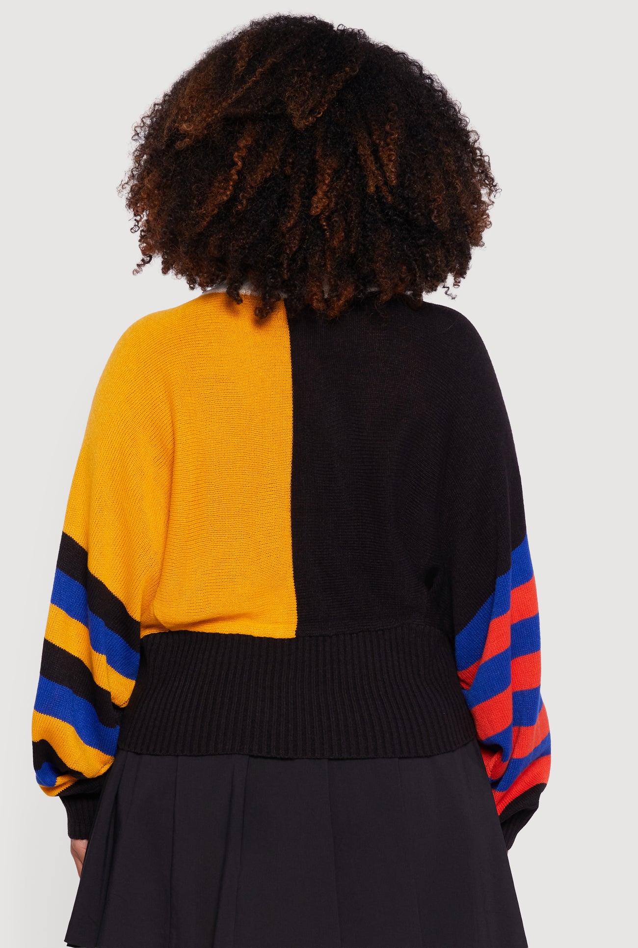 Plus Size Color Blocked Striped W Patch Graphic Sweater