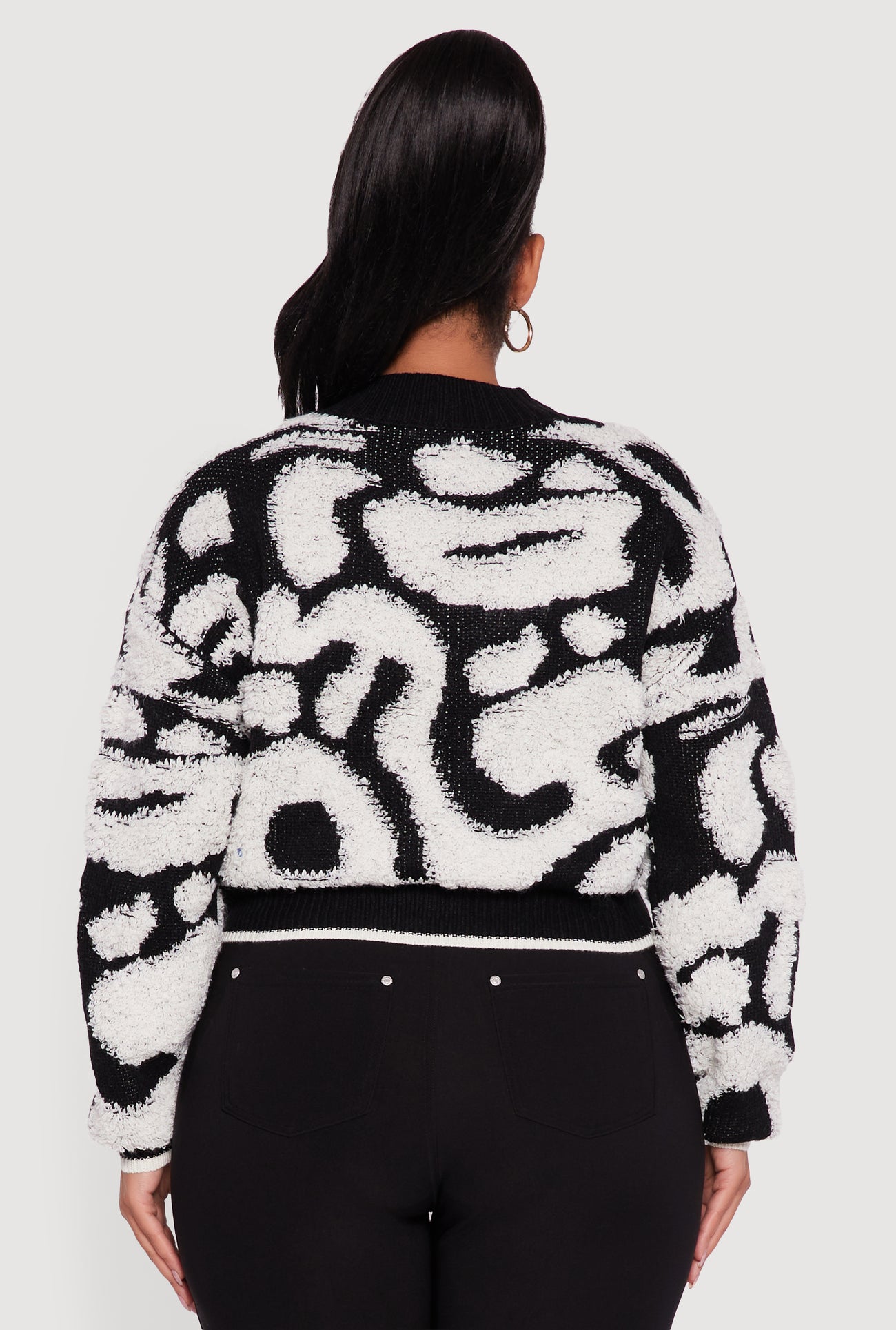 Plus Size Tufted Knit Cropped Button Front Cardigan