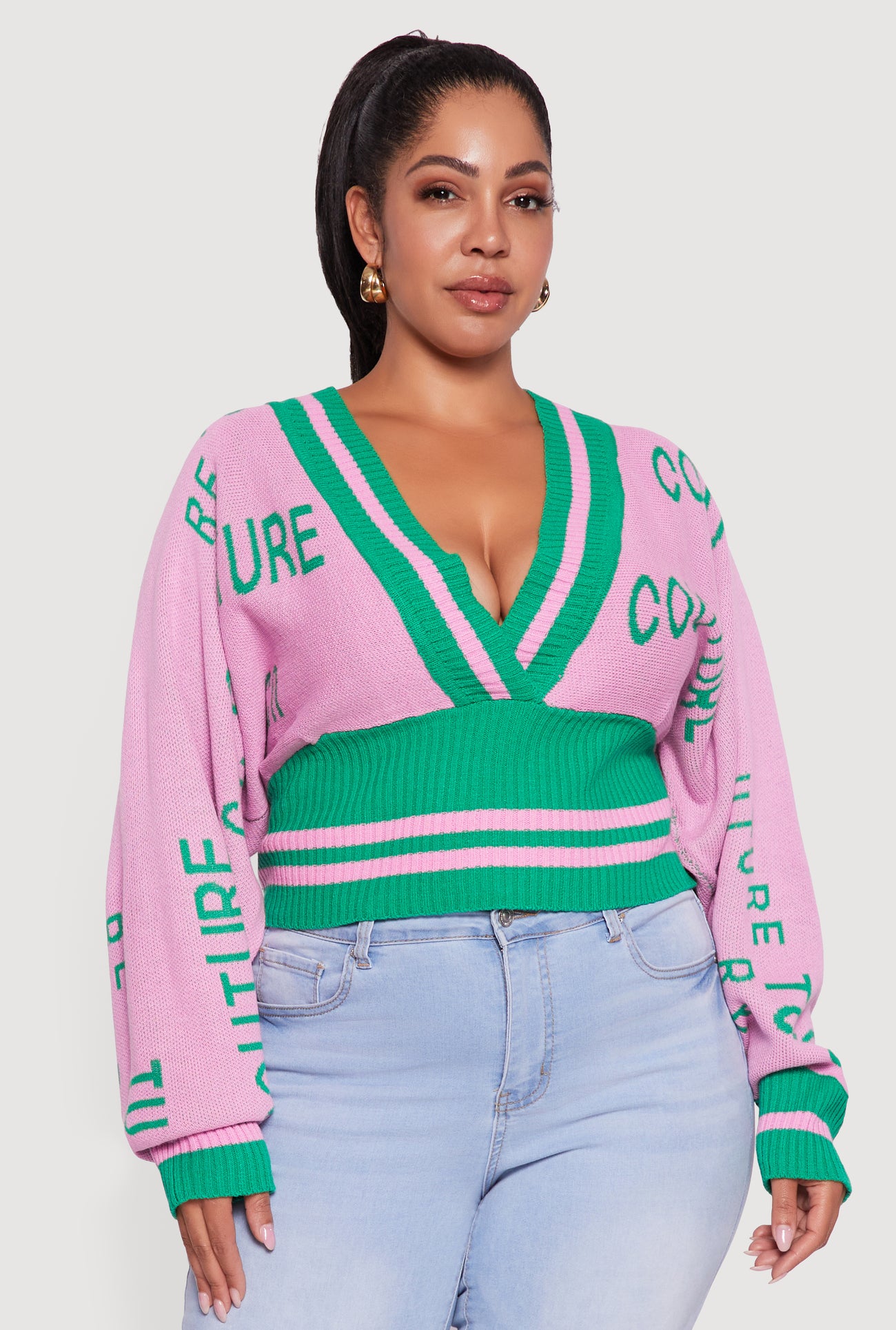Plus Size Couture V-Neck Sweater