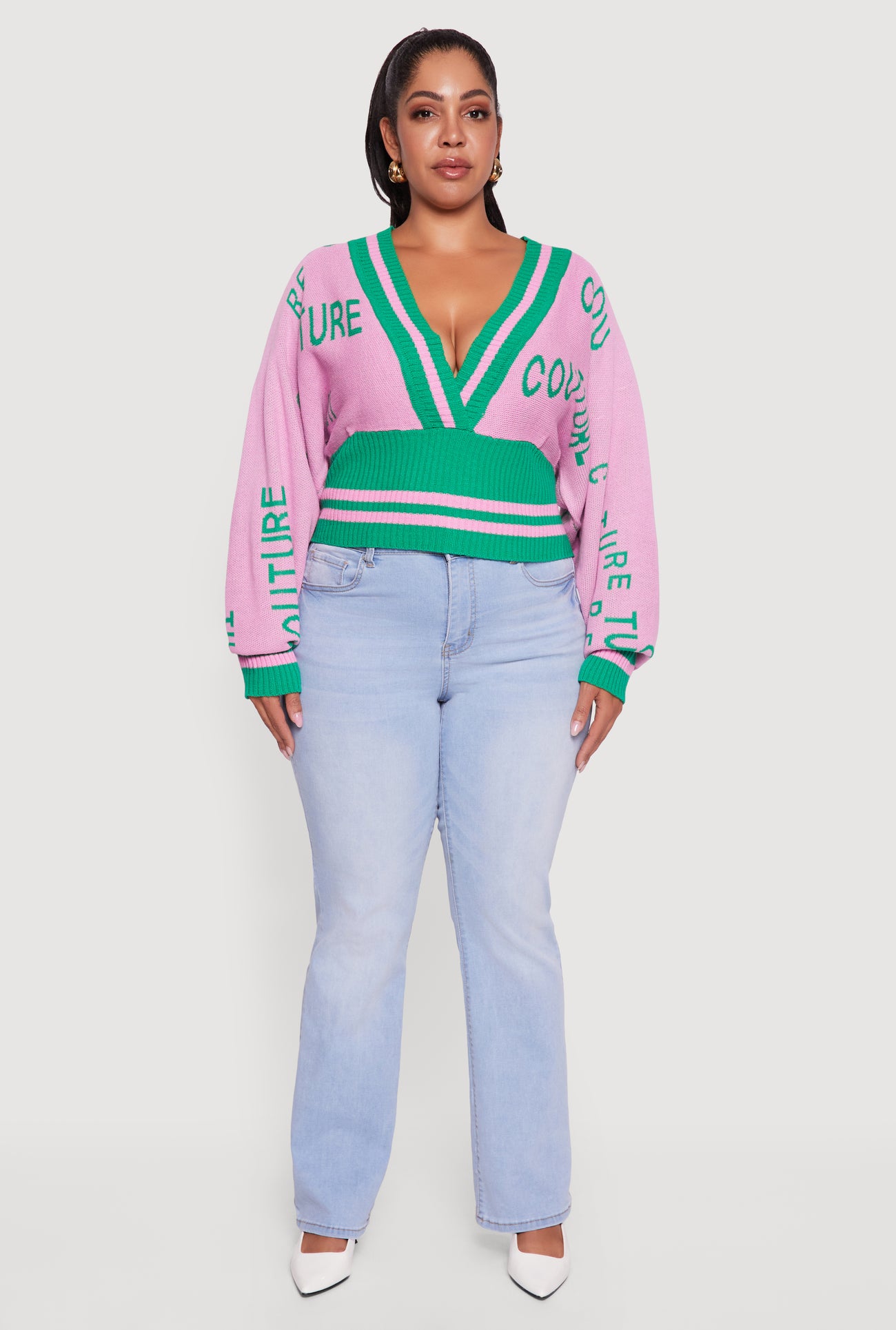 Plus Size Couture V-Neck Sweater