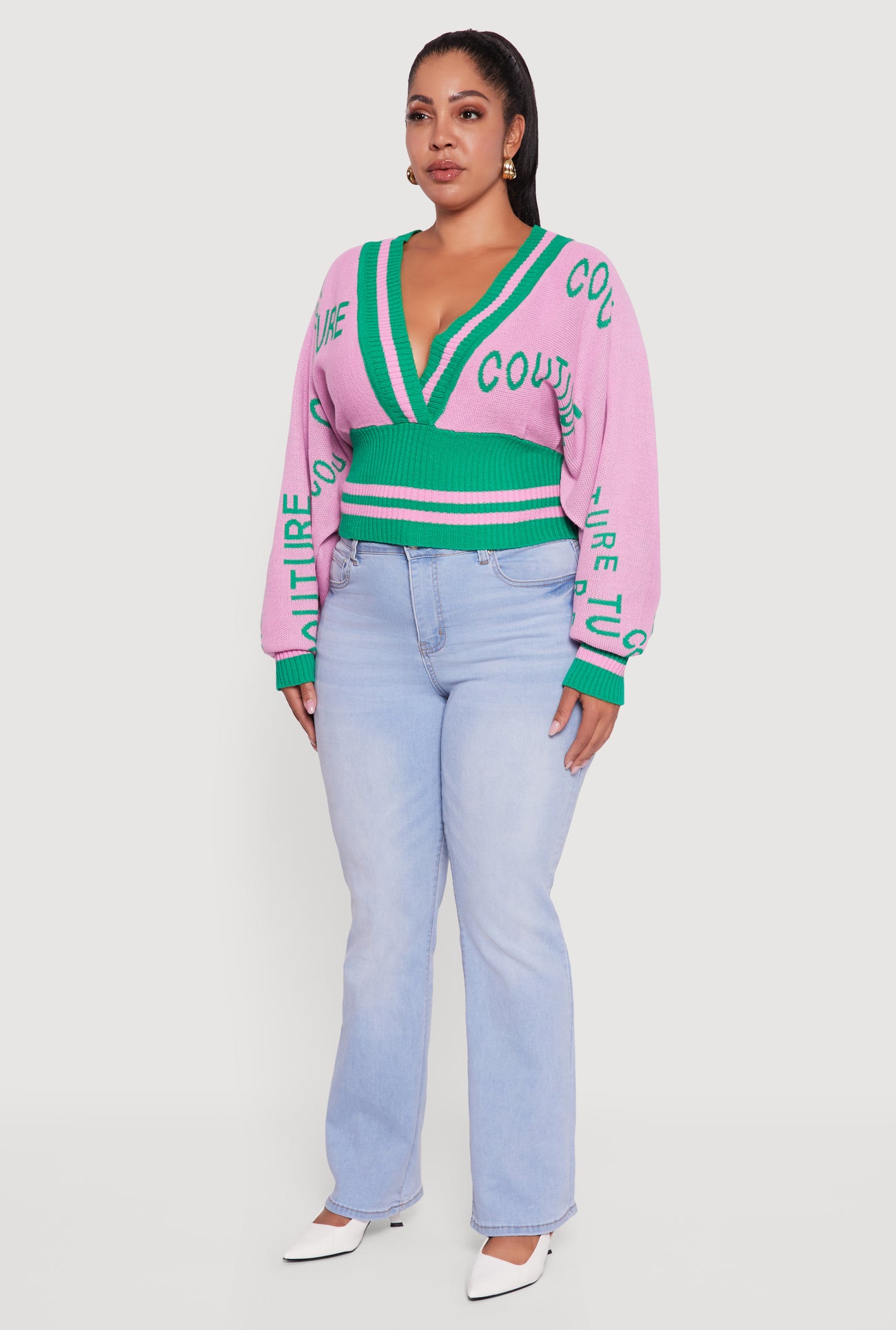 Plus Size Couture V-Neck Sweater