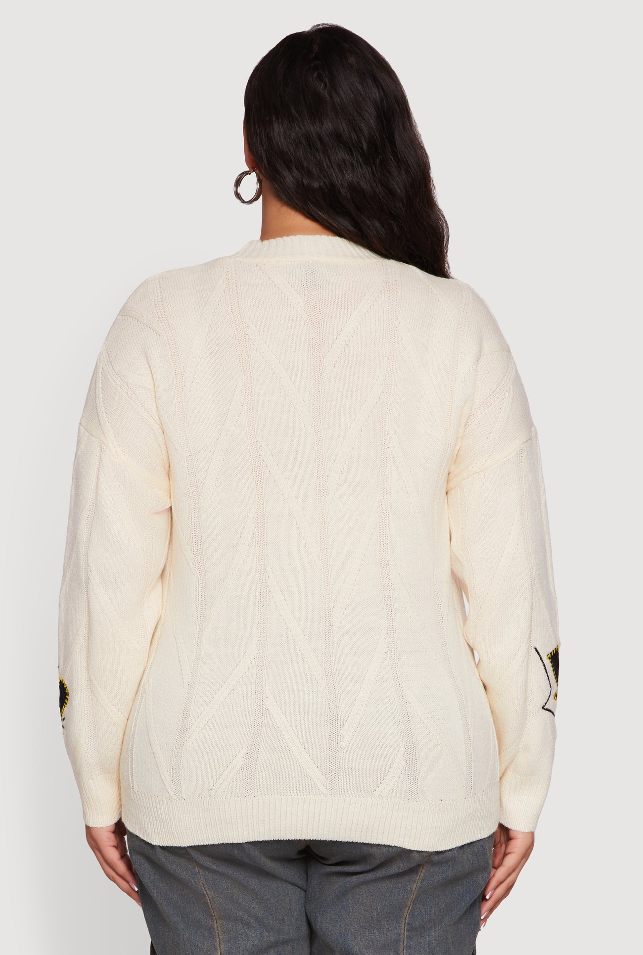 Plus Size Embroidered Patch Button Front Cardigan