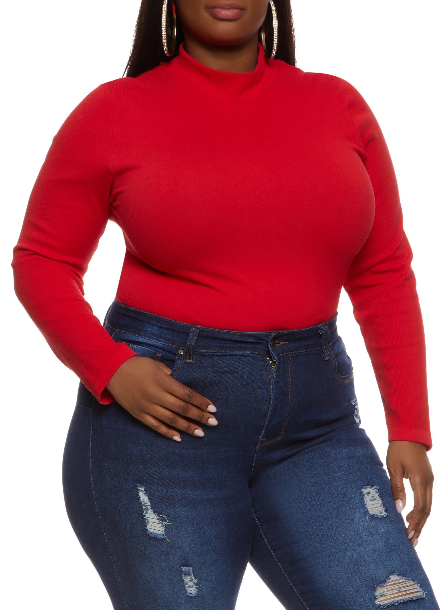 Plus Size Long Sleeve Mock Neck Bodysuit