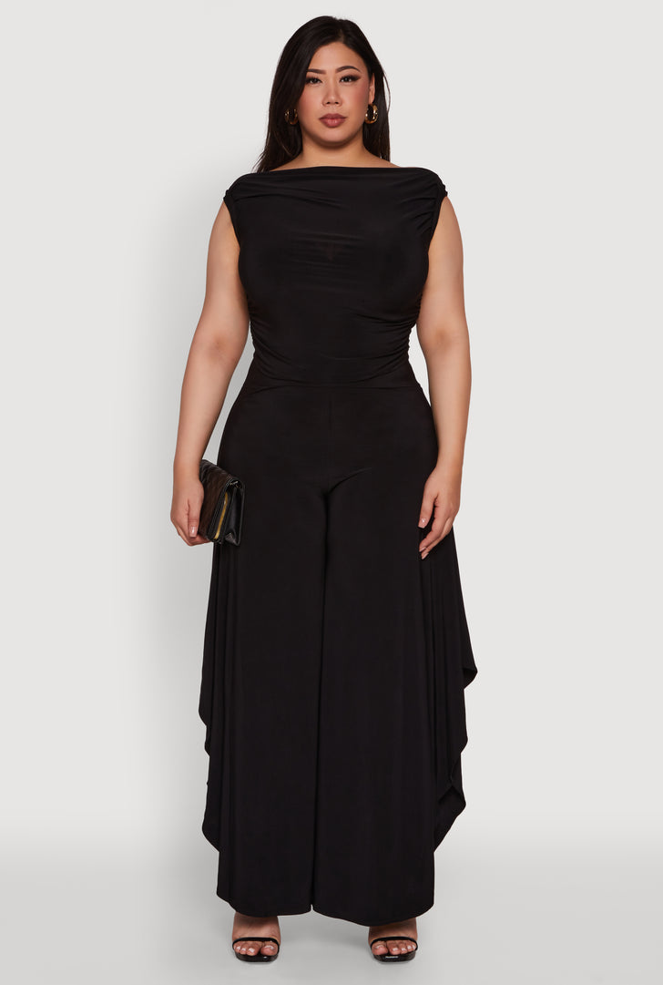 Plus Size Stylish High-Waisted Tulip Leg Palazzo Pants