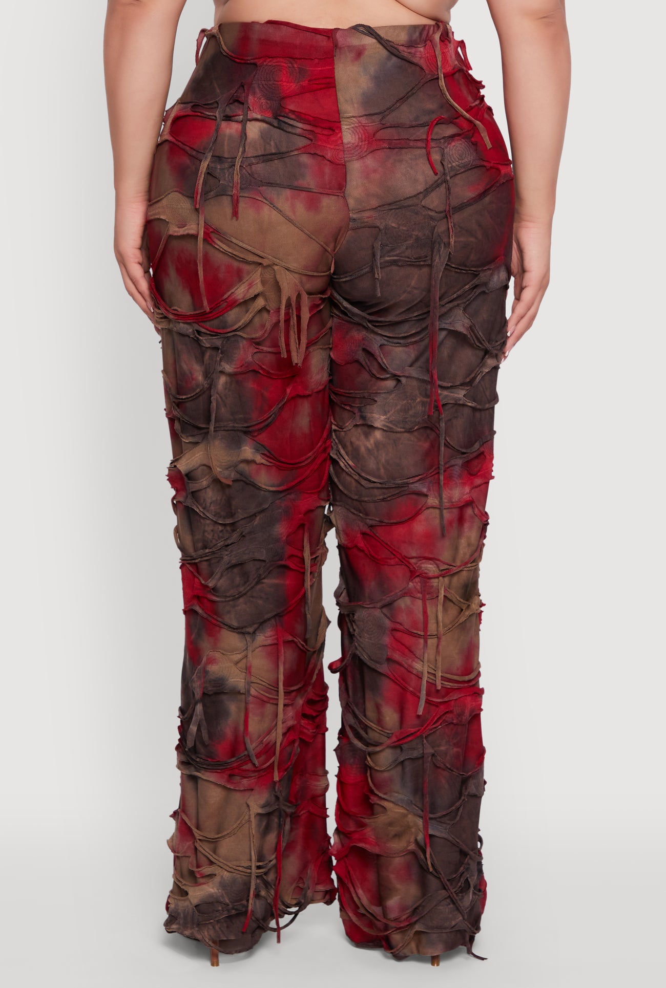 Plus Size Tie Dye Slashed Flare Pants