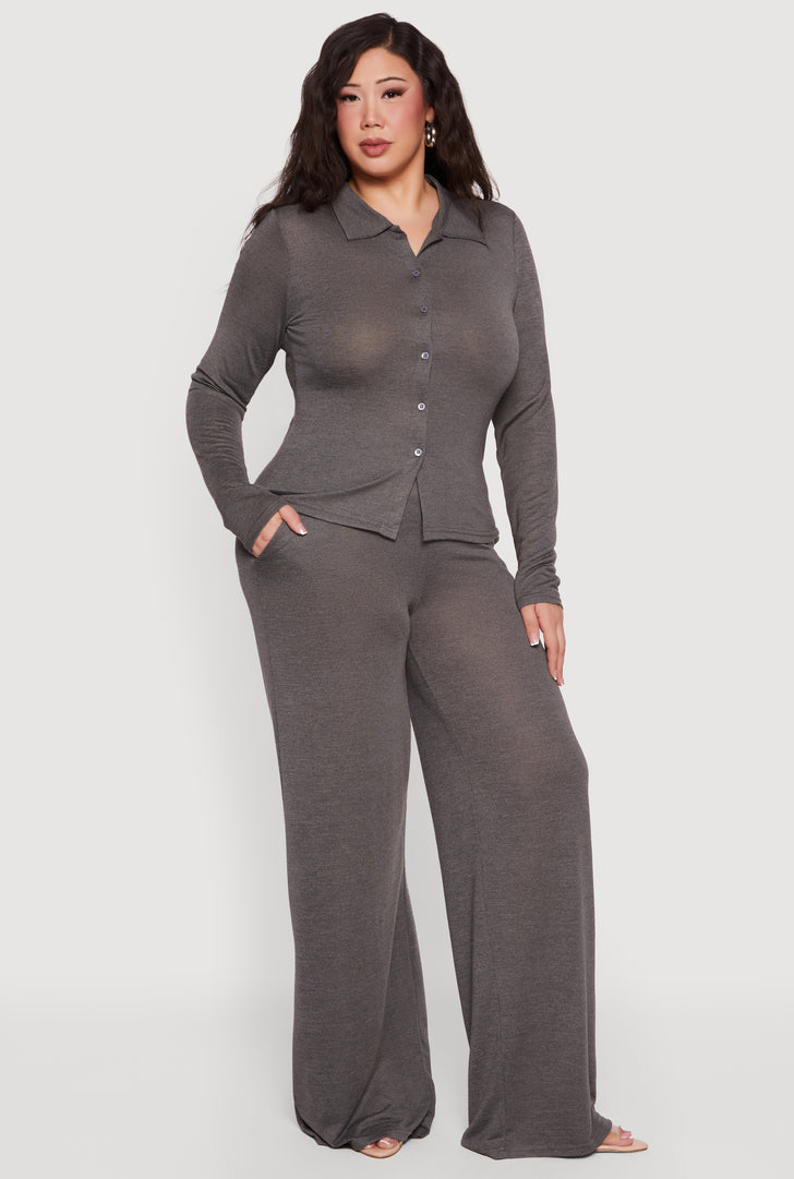 slim fit dress slacks Gray Dress Pant Pants – Plus Size For Us main image 0