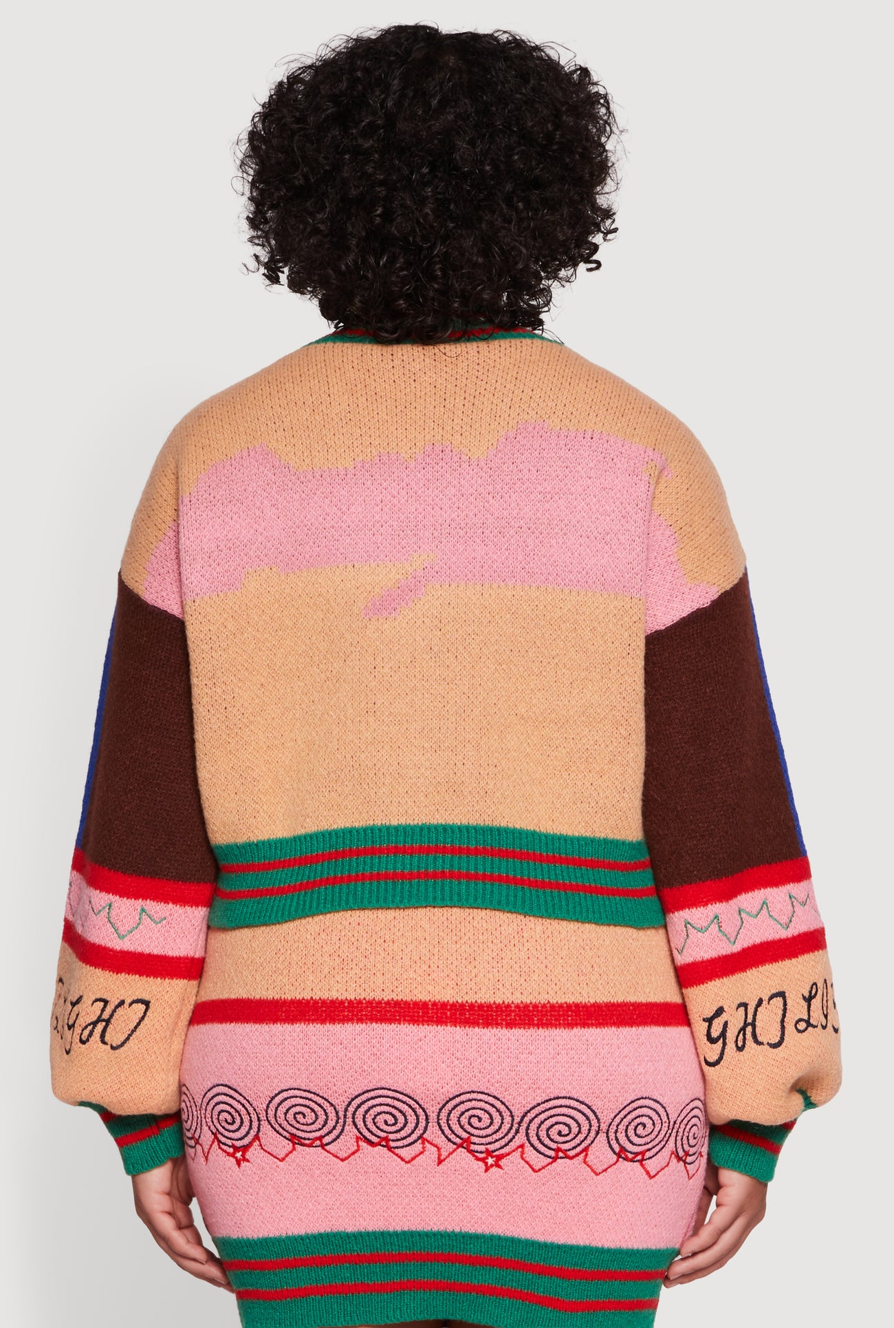 Plus Size Graphic Patch Color Blocked Cardigan