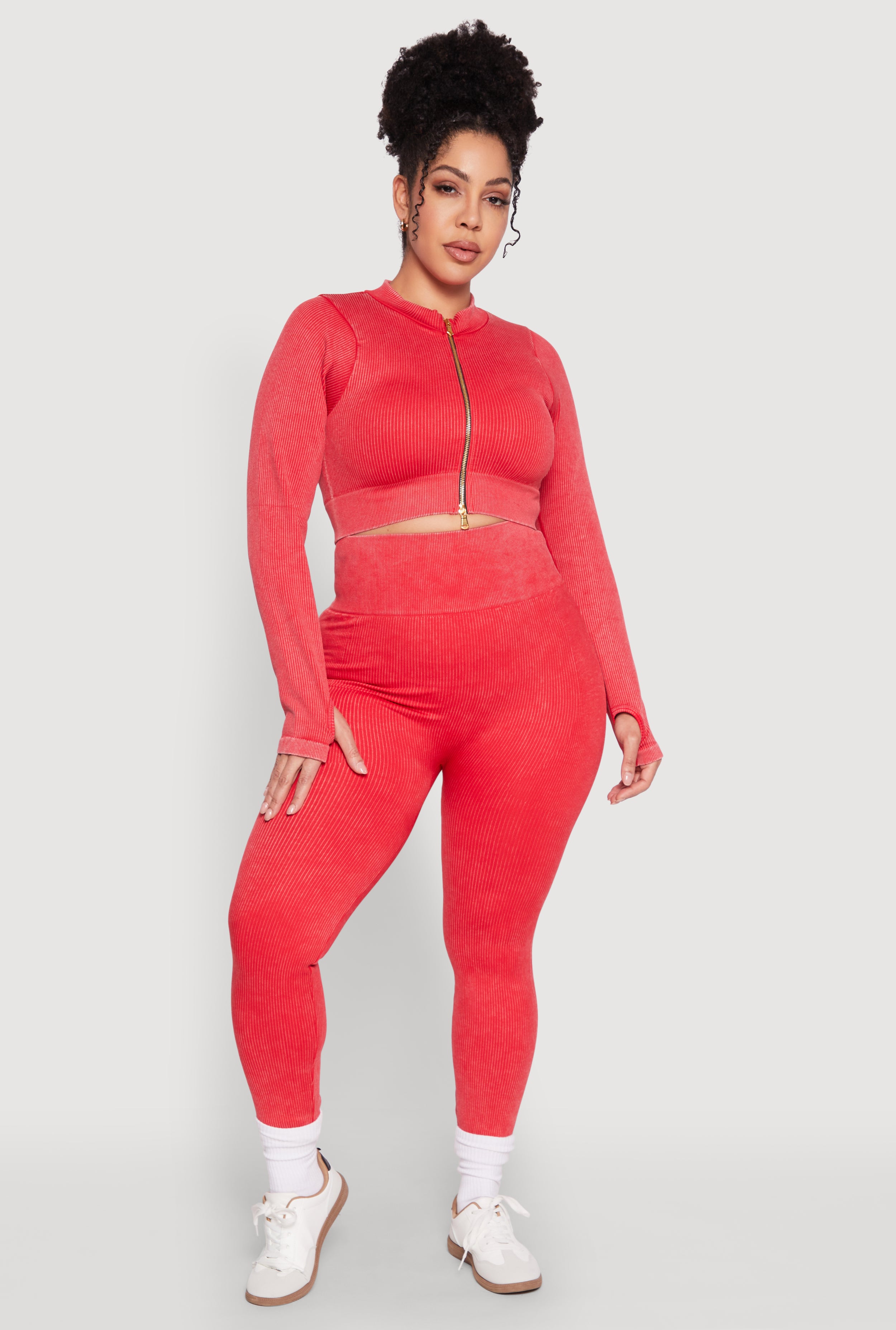 Plus Size Daisy Acid Wash Track Jacket red daisy Plus Size