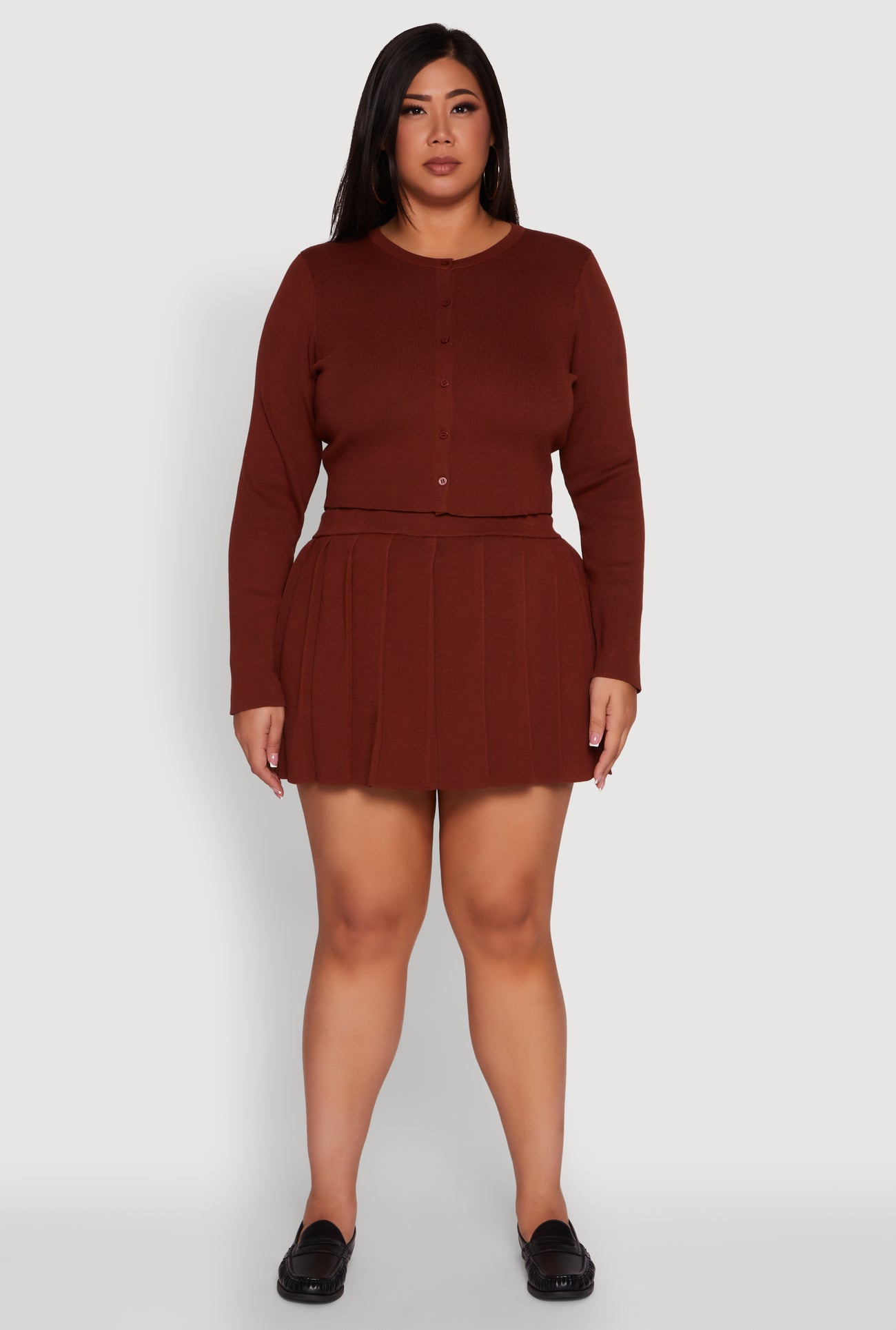 Plus Size Classic Fit Solid Button Front Cardigan