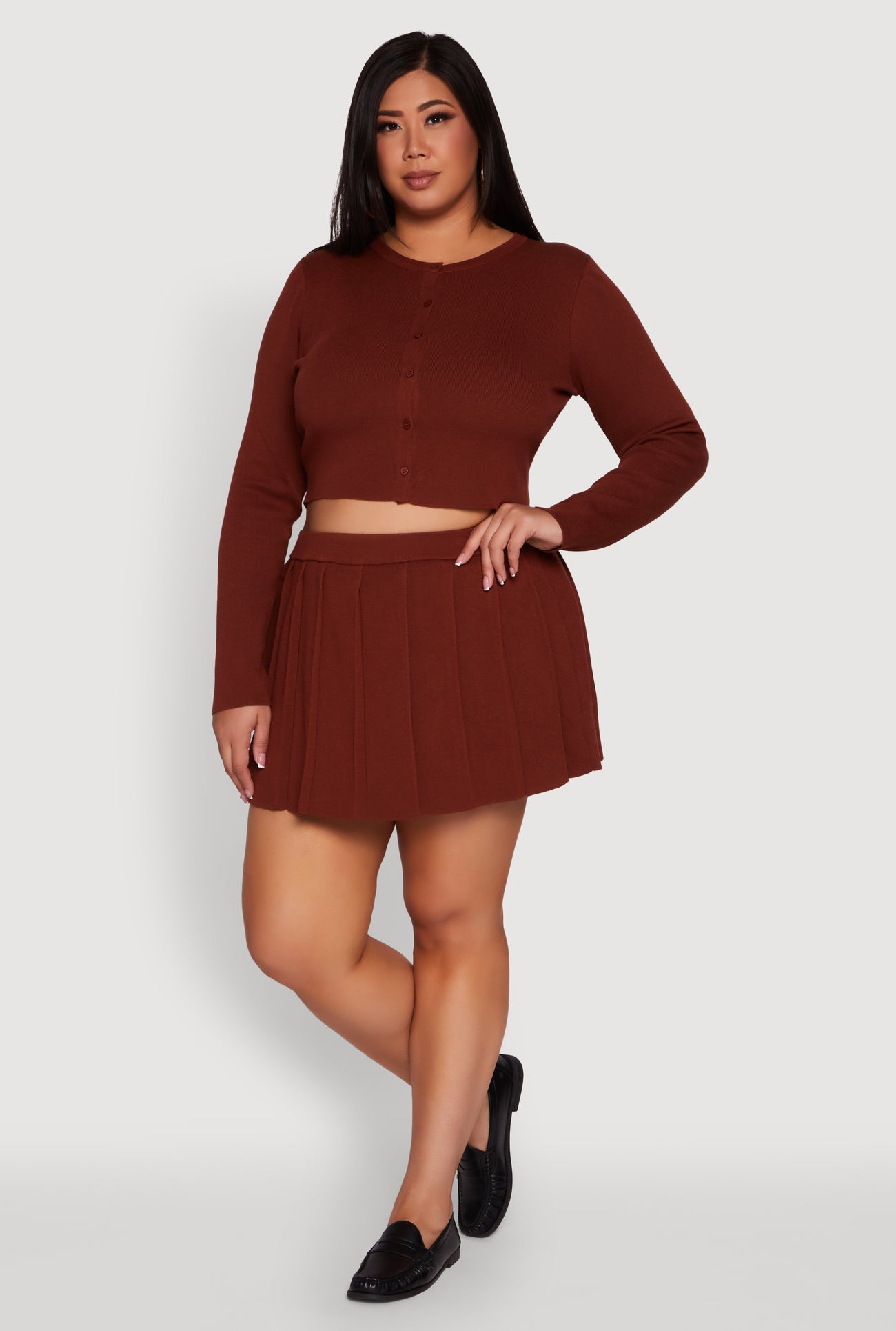 Plus Size Classic Fit Solid Button Front Cardigan