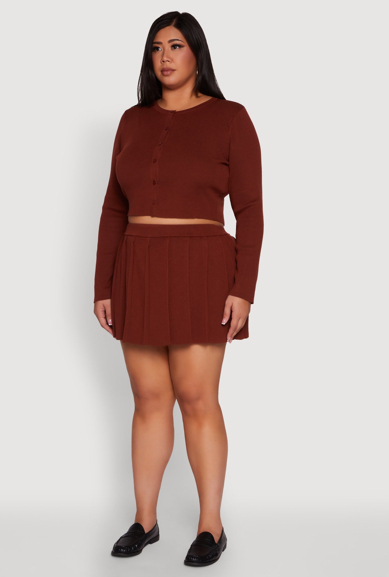 Plus Size Classic Fit Solid Button Front Cardigan
