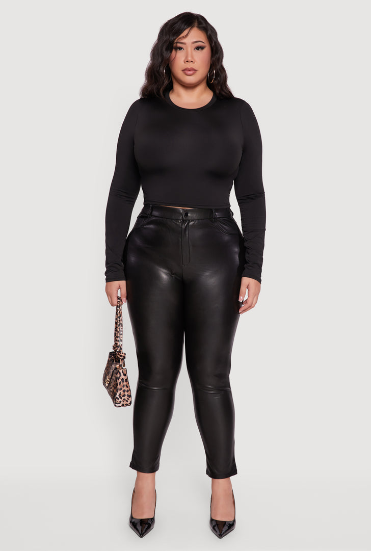 Plus Size Leopard Print Faux Fur Coat