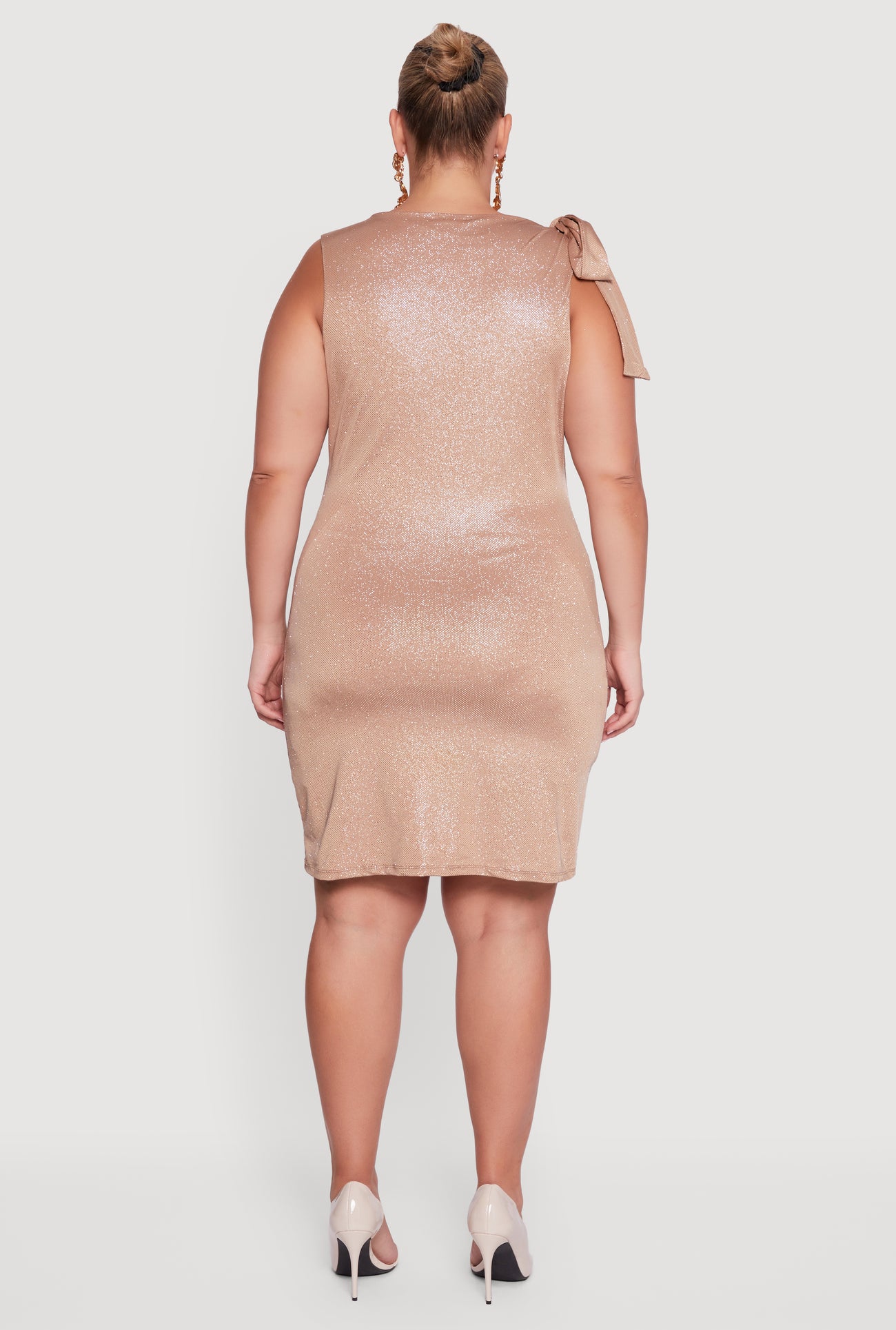 Plus Size Glitter Tie Shoulder Mini Sheath Dress