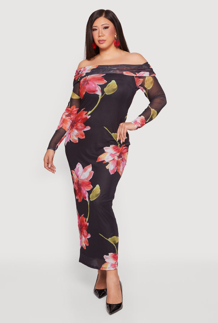 long sleeve bodycon plus size dress pretty SYREN|Plus Size Sequin V-Neck Long Sleeve High Slit Bodycon Evening Dress